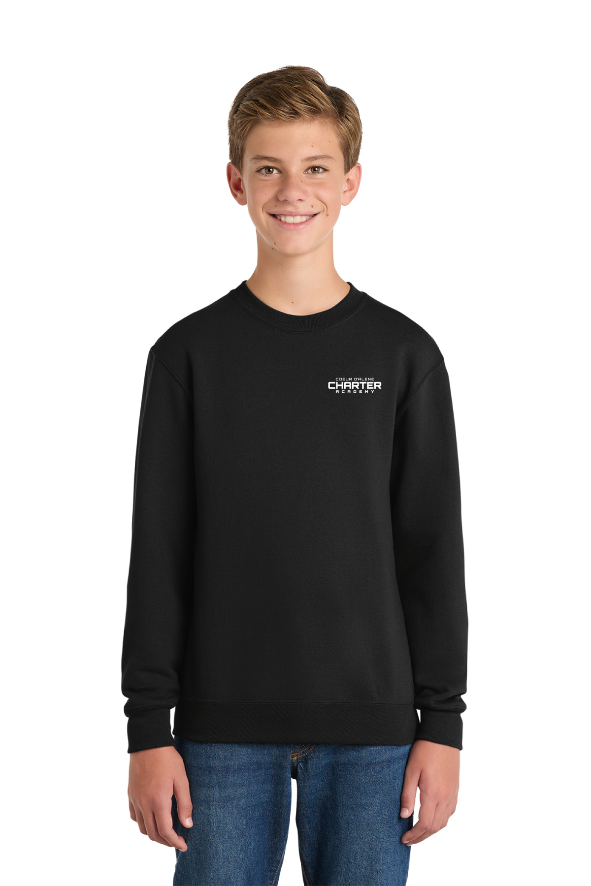 PC90Y - Port &amp; Co Youth Core Fleece Crewneck Sweatshirt - CDA Charter Academy - School Store - Transfer Screen Print - #28752