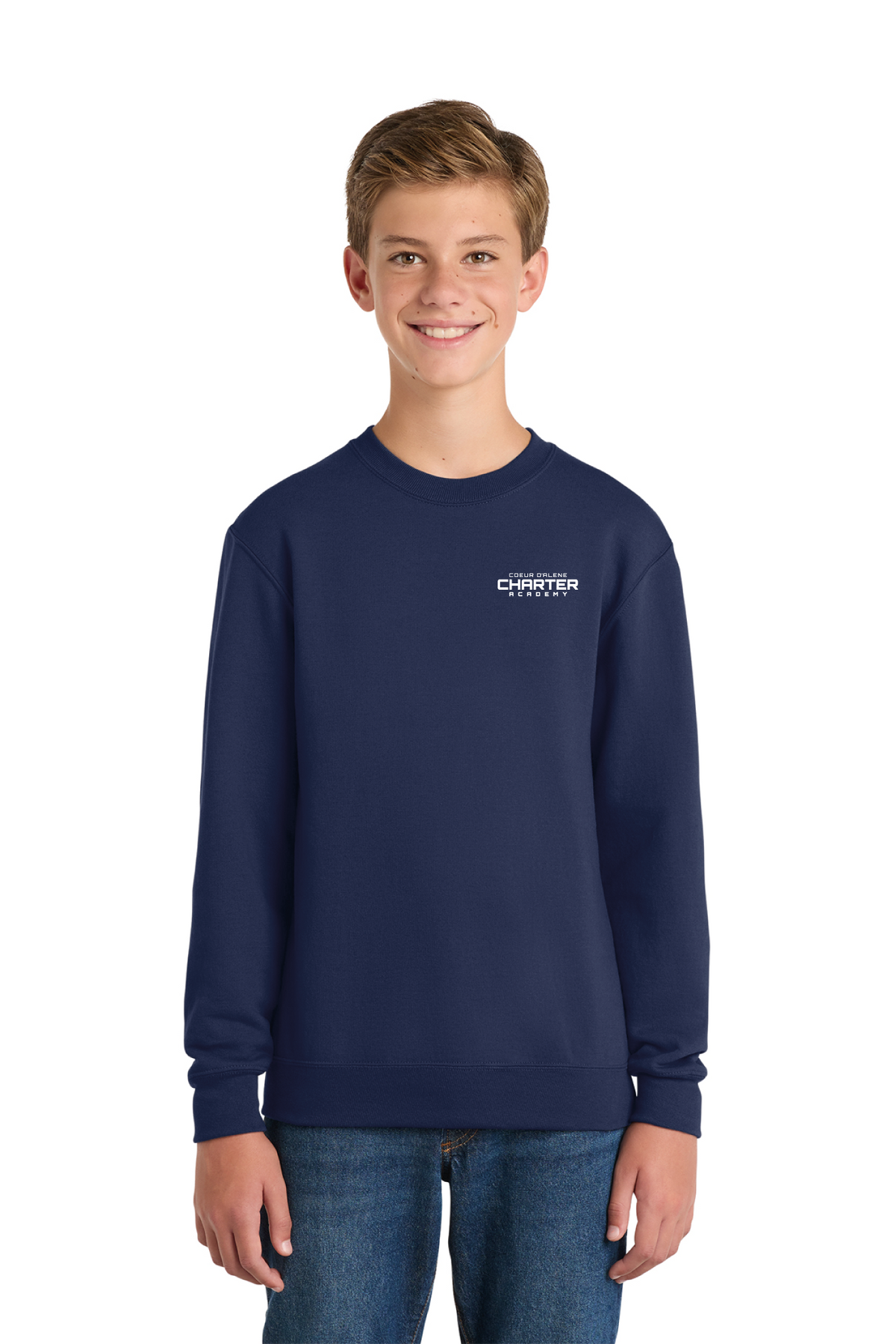 PC90Y - Port &amp; Co Youth Core Fleece Crewneck Sweatshirt - CDA Charter Academy - School Store - Transfer Screen Print - #28752