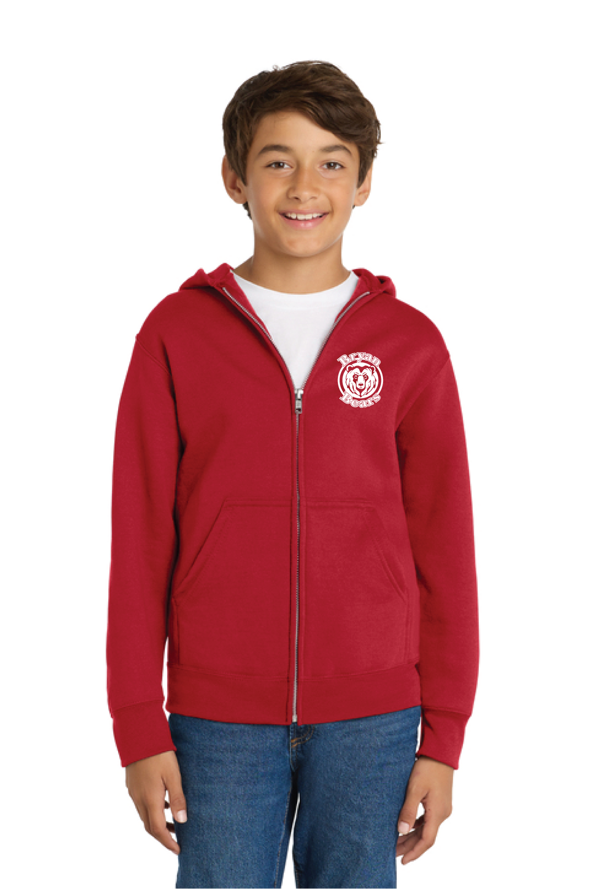 PC90YZH - Port & Co Youth Core Fleece Full-Zip Hooded Sweatshirt - Bryan Elementary - Order Collection Store - Transfer Screen Print - #29972