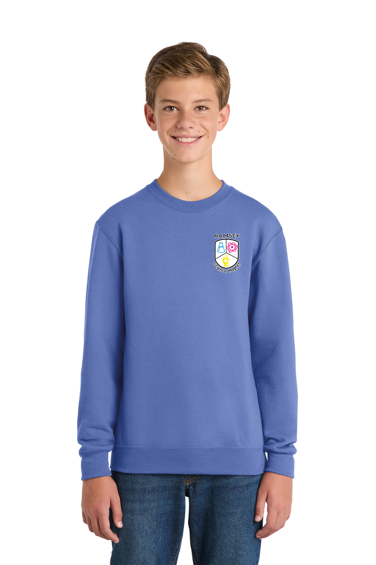 PC90Y - Youth Core Fleece Crewneck Sweatshirt - Ramsey Science Magnet - School Store - Digital Print - #28631