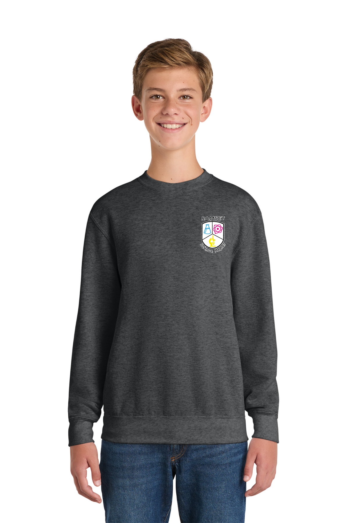 PC90Y - Youth Core Fleece Crewneck Sweatshirt - Ramsey Science Magnet - School Store - Digital Print - #28631