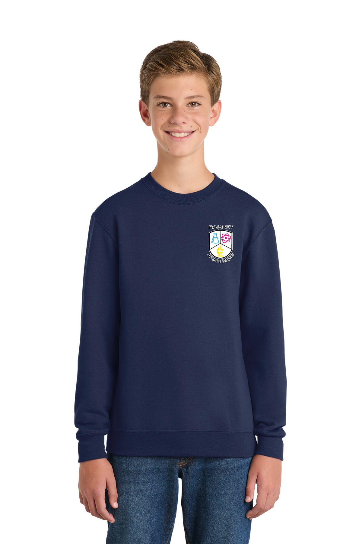 PC90Y - Youth Core Fleece Crewneck Sweatshirt - Ramsey Science Magnet - School Store - Digital Print - #28631