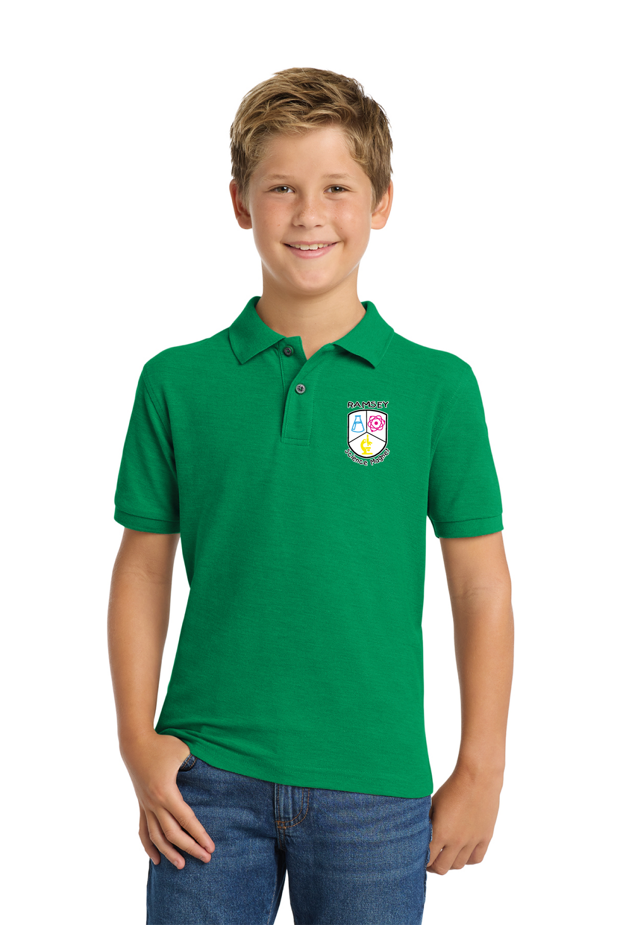 Y500 - Youth Silk Touch Polo - Ramsey Science Magnet - School Store - Digital Print - #28631