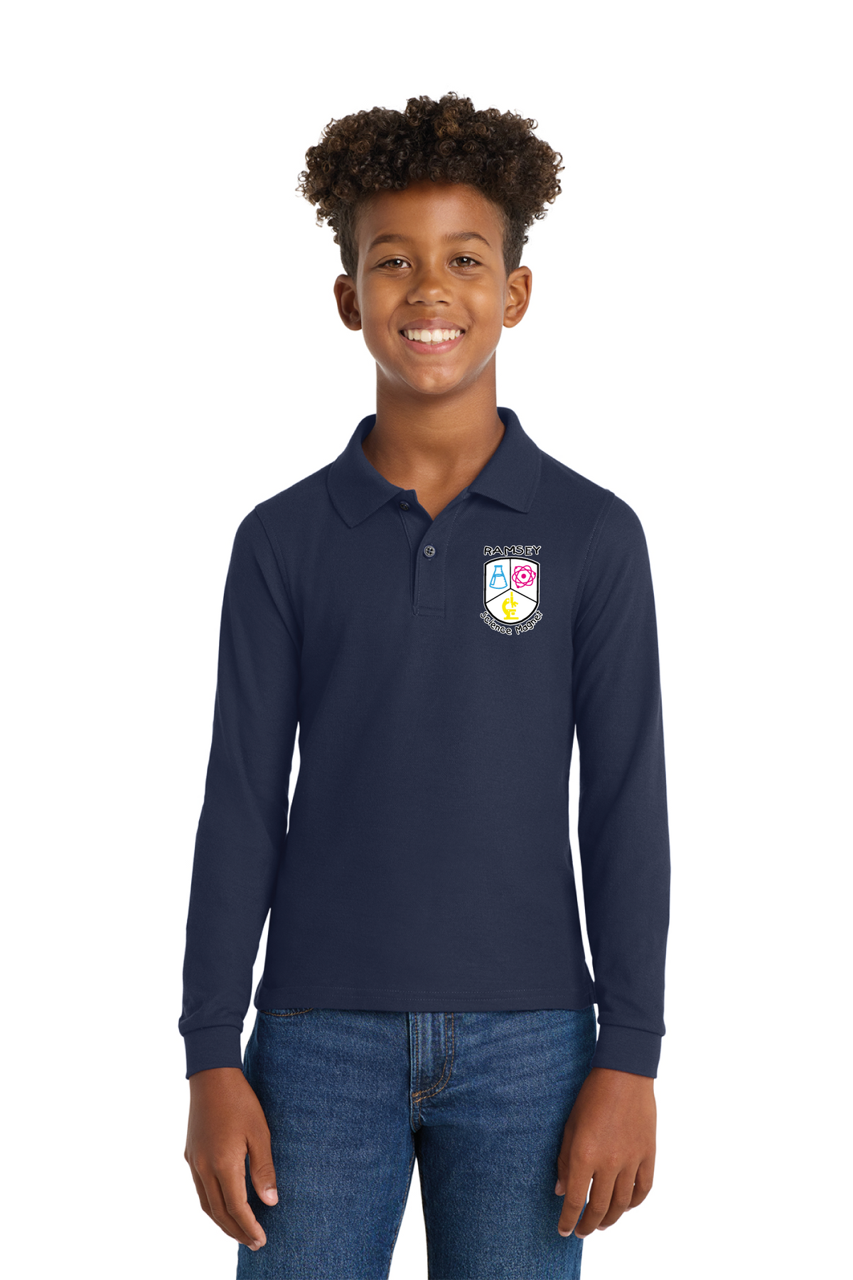 Y500LS - Youth Long Sleeve Silk Touch Polo - Ramsey Science Magnet - School Store - Digital Print - #28631