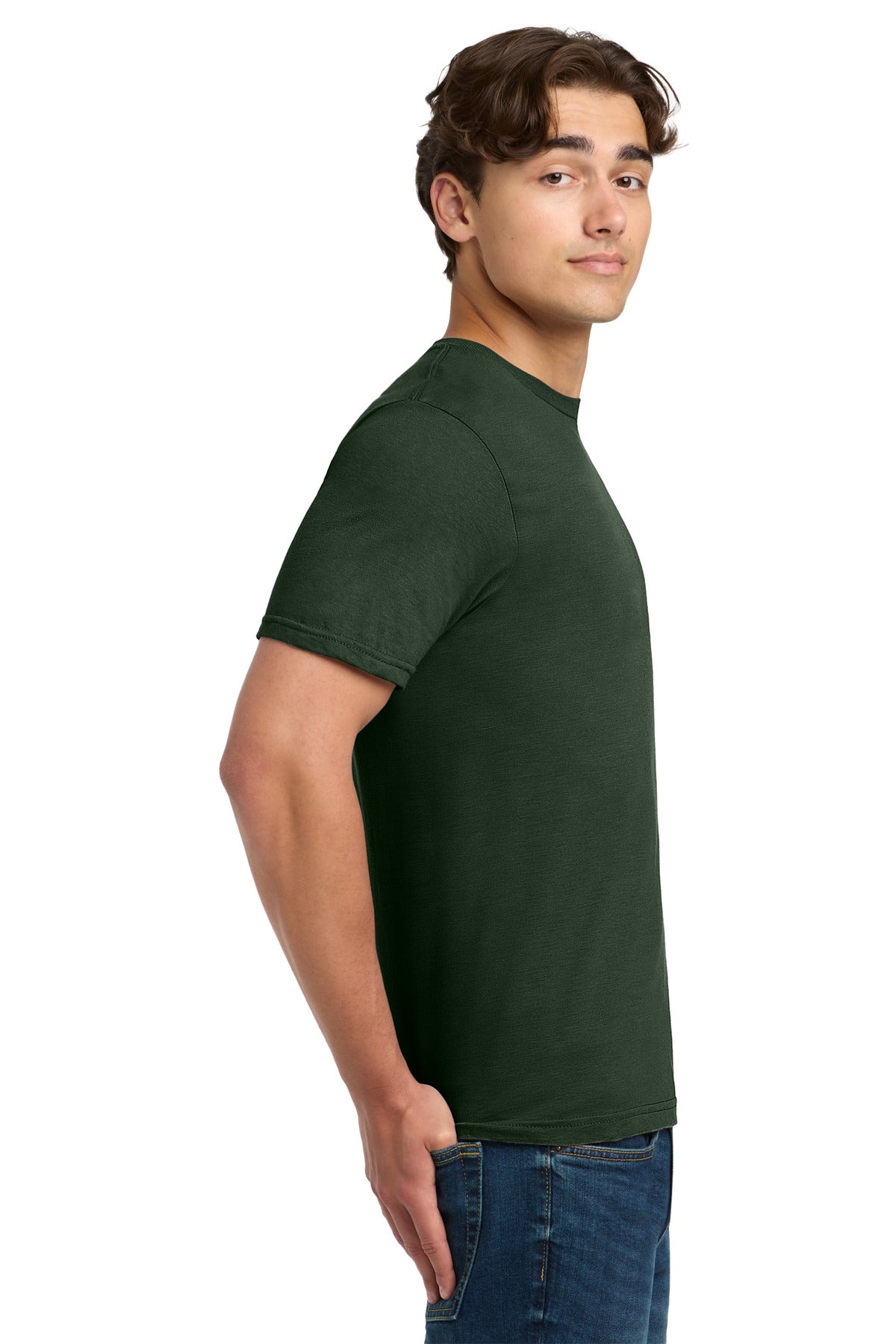 Gildan Softstyle T-Shirt 64000 side model image.