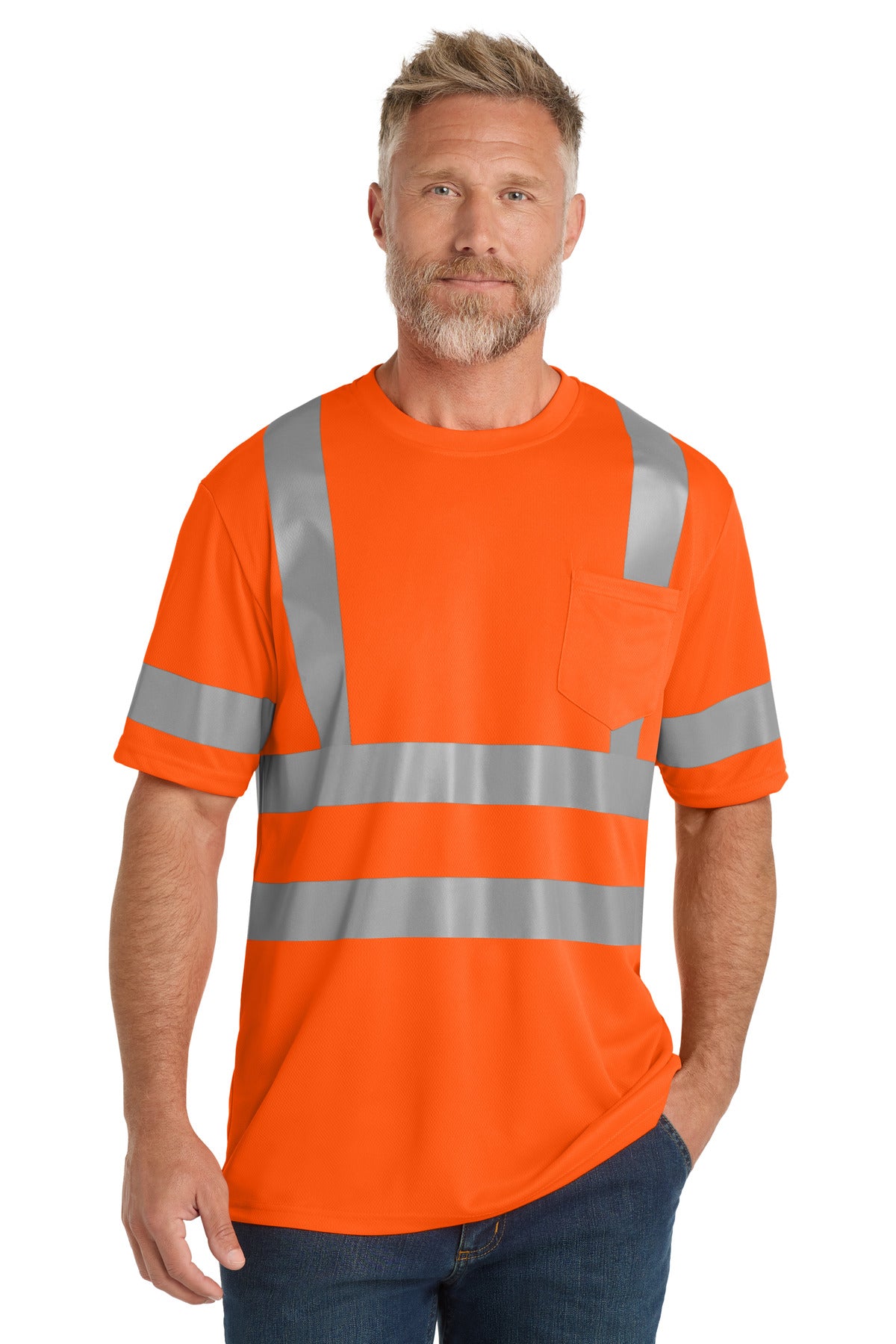 CornerStone  ANSI 107 Class 3 Mesh Tee CS202 front model image.