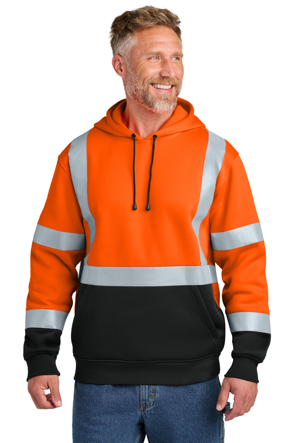 CornerStone ANSI 107 Class 3 Heavy-Duty Fleece Pullover Hoodie CSF301 front model image.