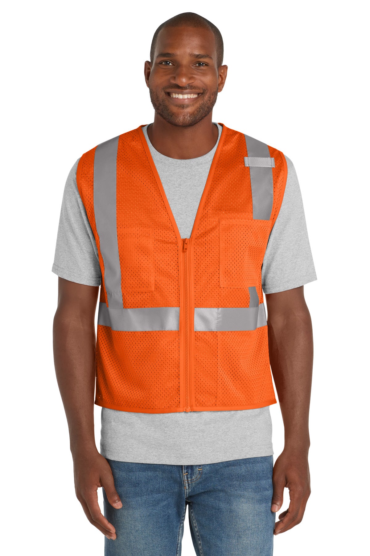 CornerStone  ANSI 107 Class 2 Mesh Zippered Vest CSV102 front model image.