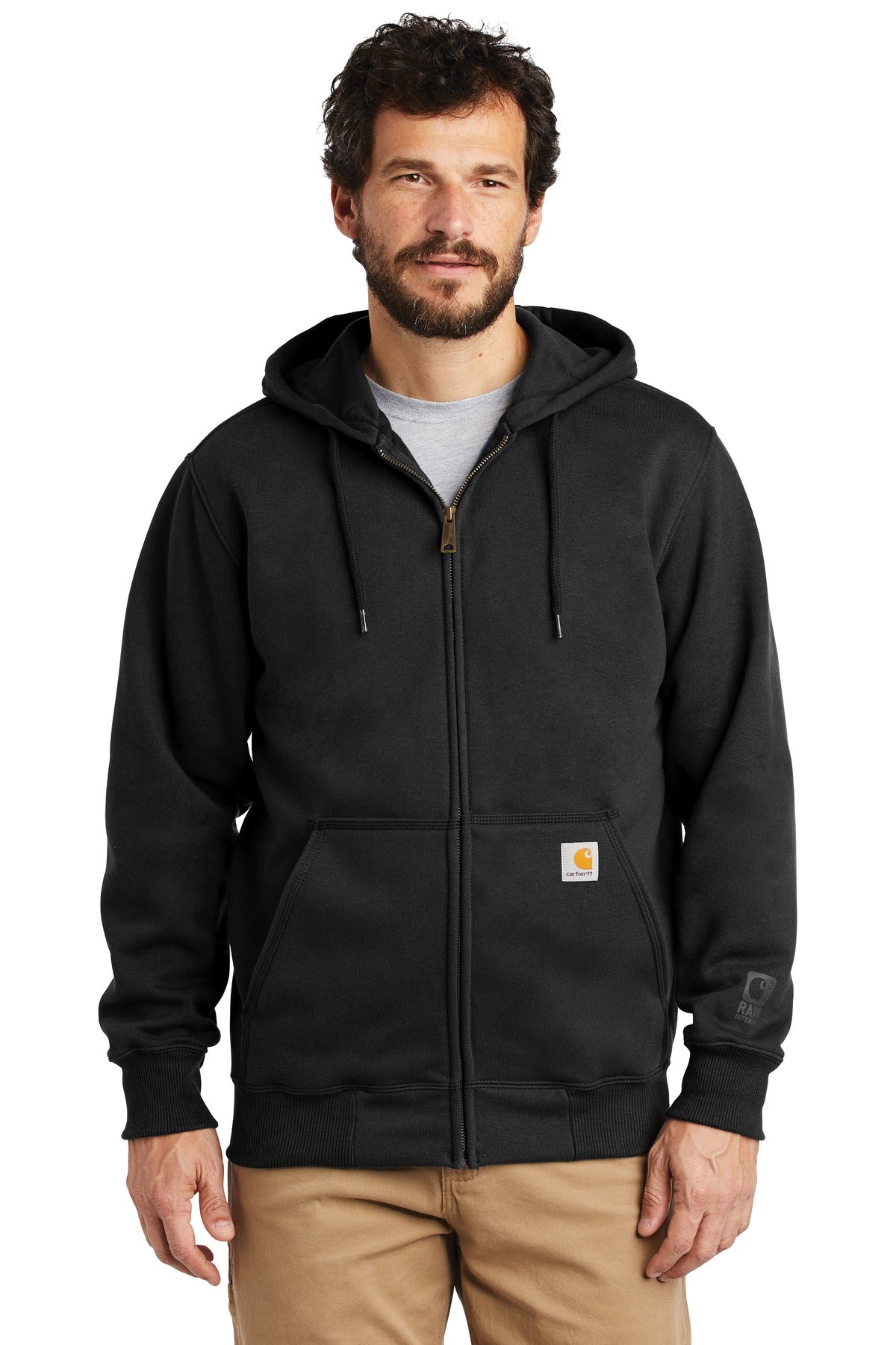 Carhartt  Rain Defender  Paxton Heavyweight Hooded Zip-Front Sweatshirt CT100614 front model image.