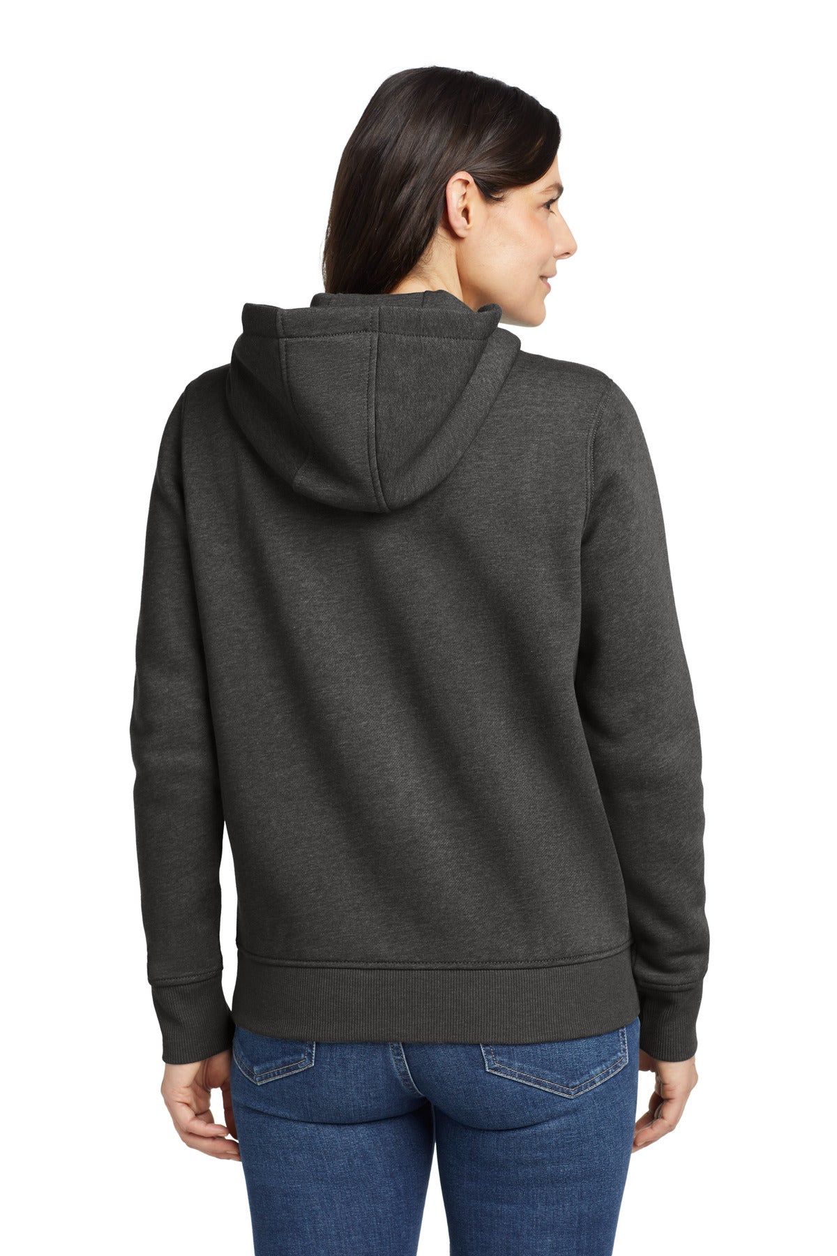 Carhartt Women&#39;s Clarksburg Full-Zip Hoodie CT102788 back model image.