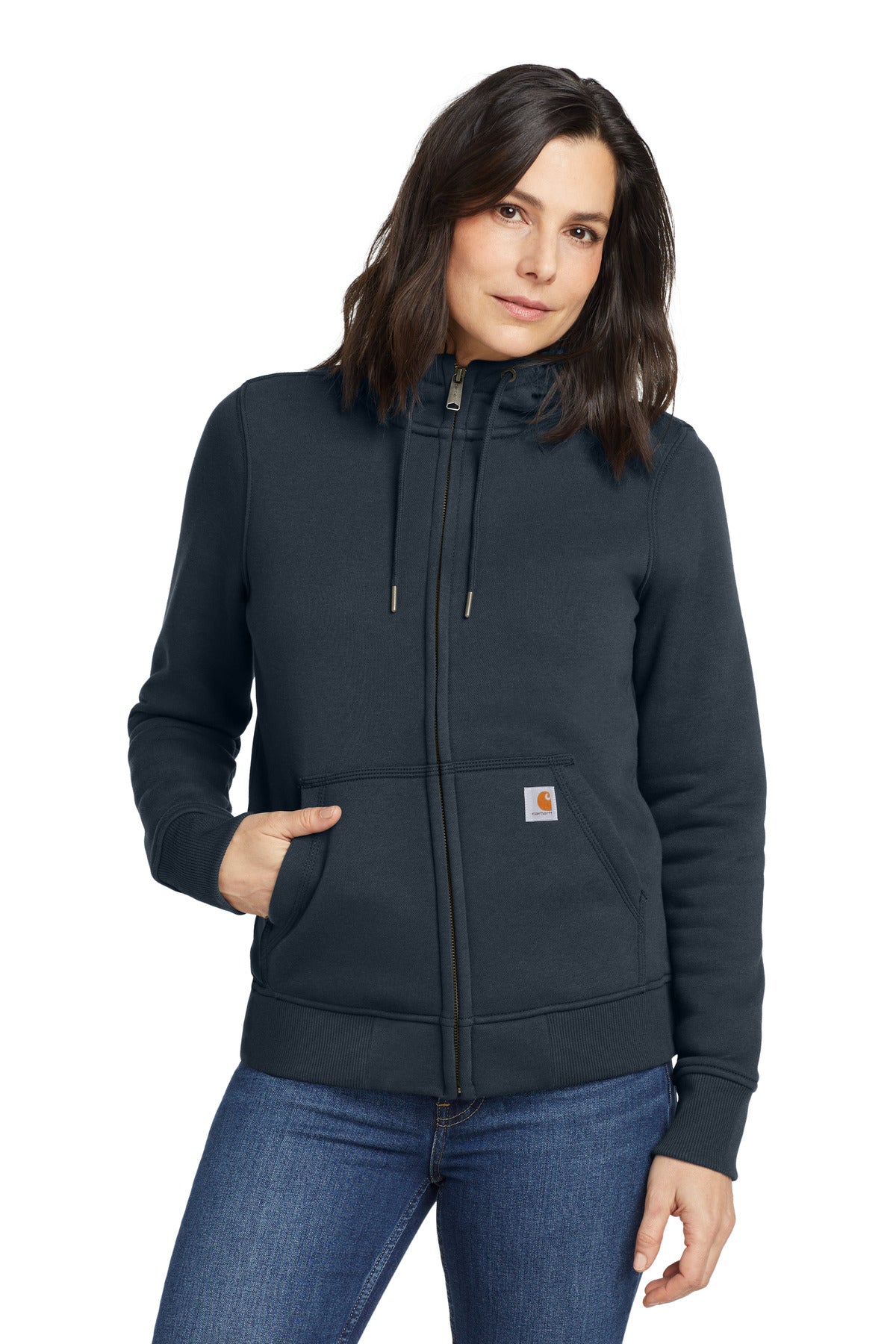 Carhartt Women&#39;s Clarksburg Full-Zip Hoodie CT102788 front model image.