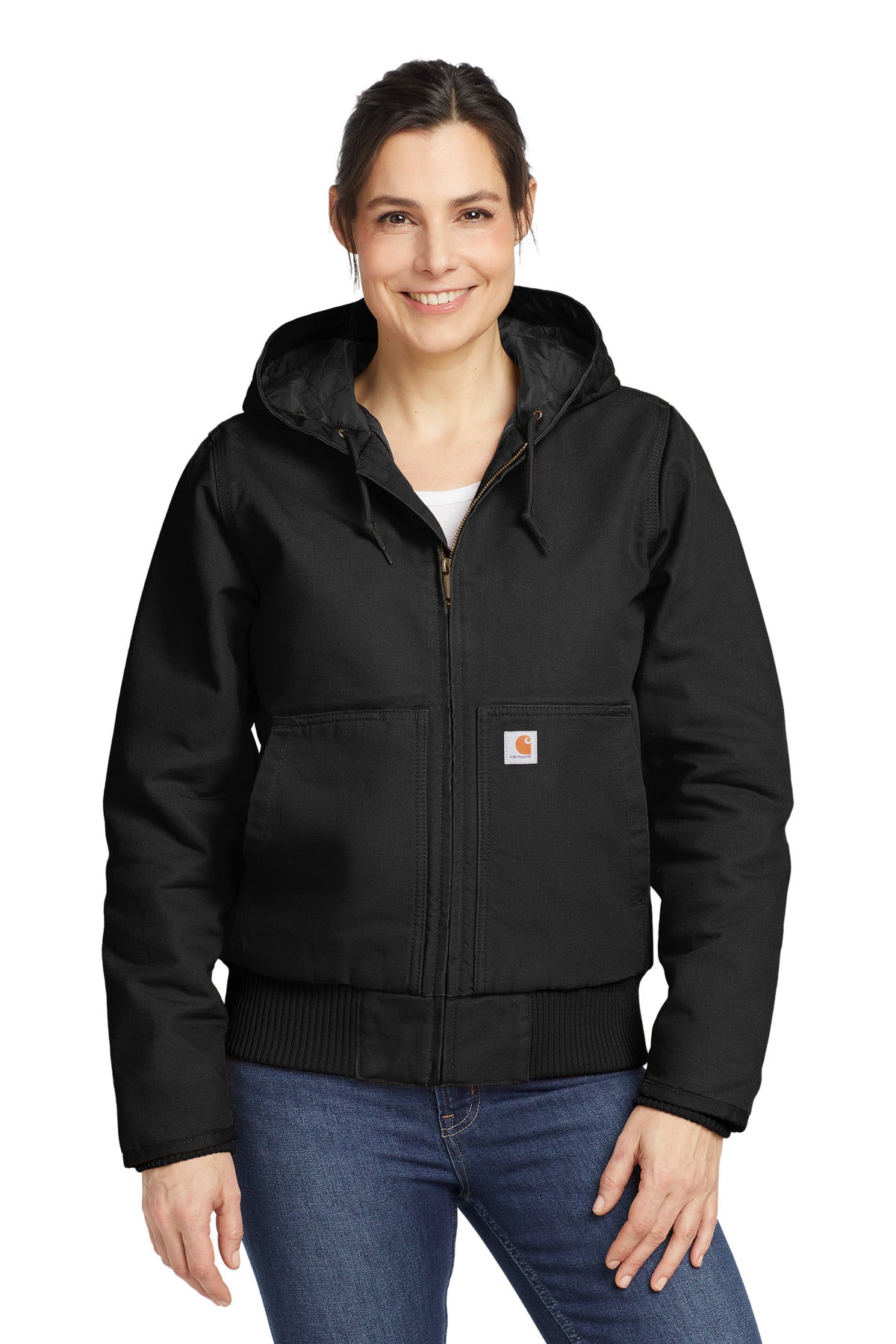 Carhartt Women's Washed Duck Active Jac CT104053 front model image.