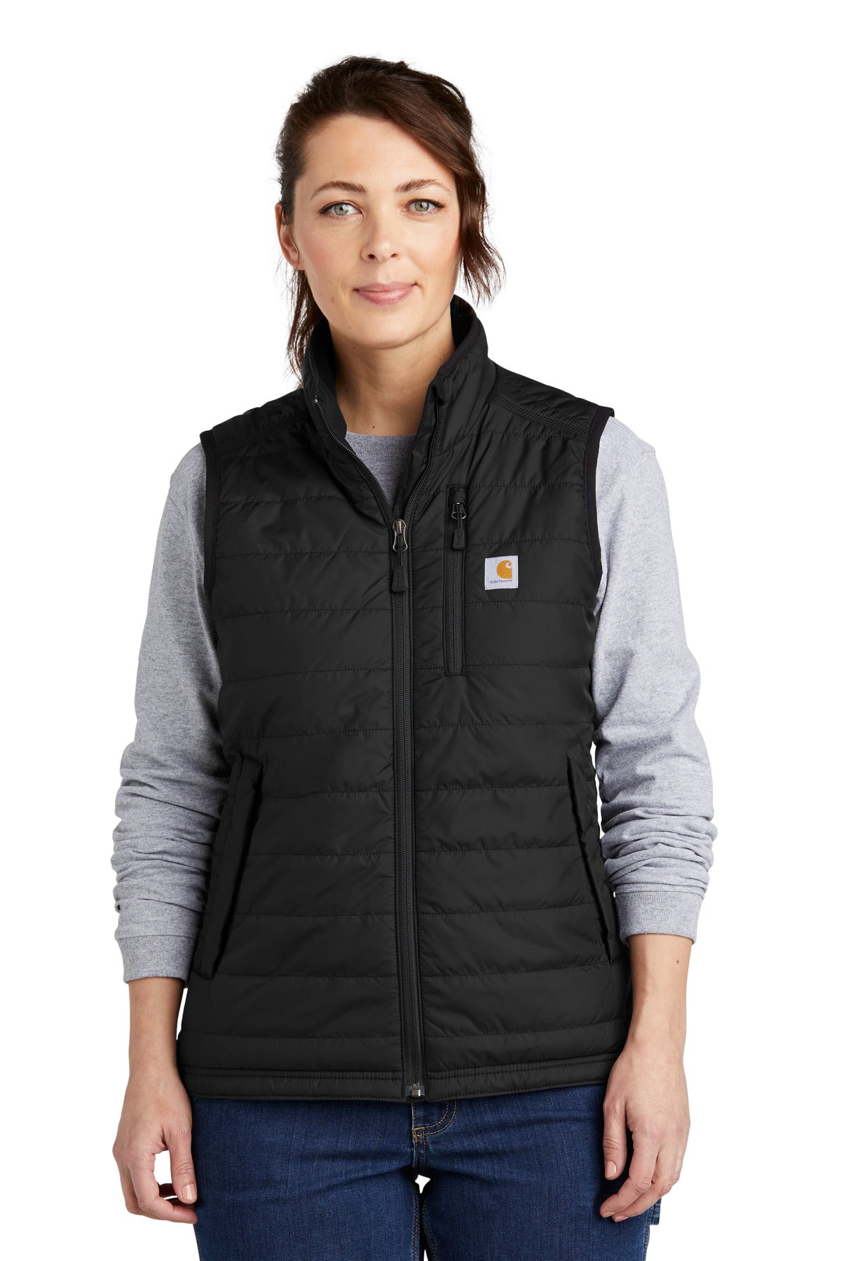 Carhartt Women's Gilliam Vest CT104315 front model image.