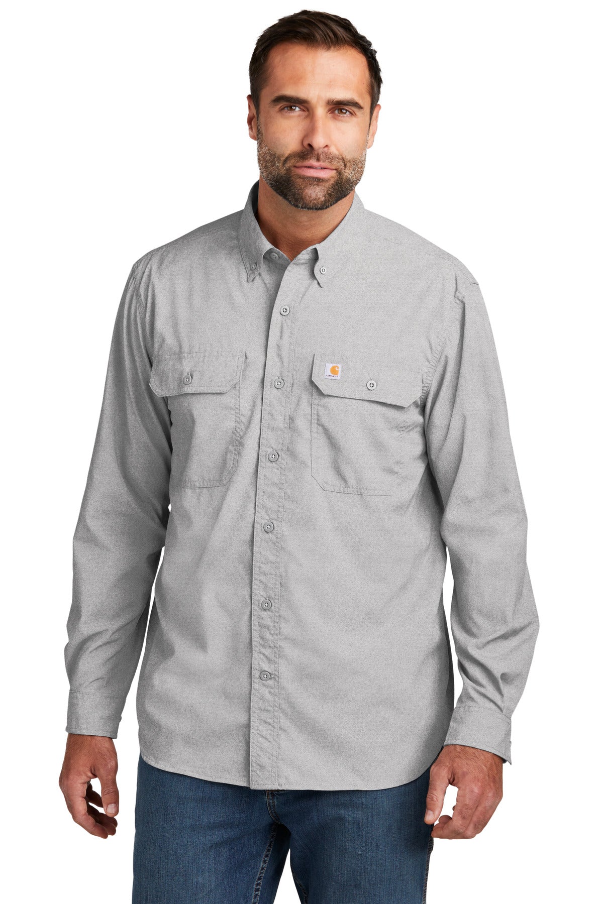 Carhartt Force Solid Long Sleeve Shirt CT105291 front model image.