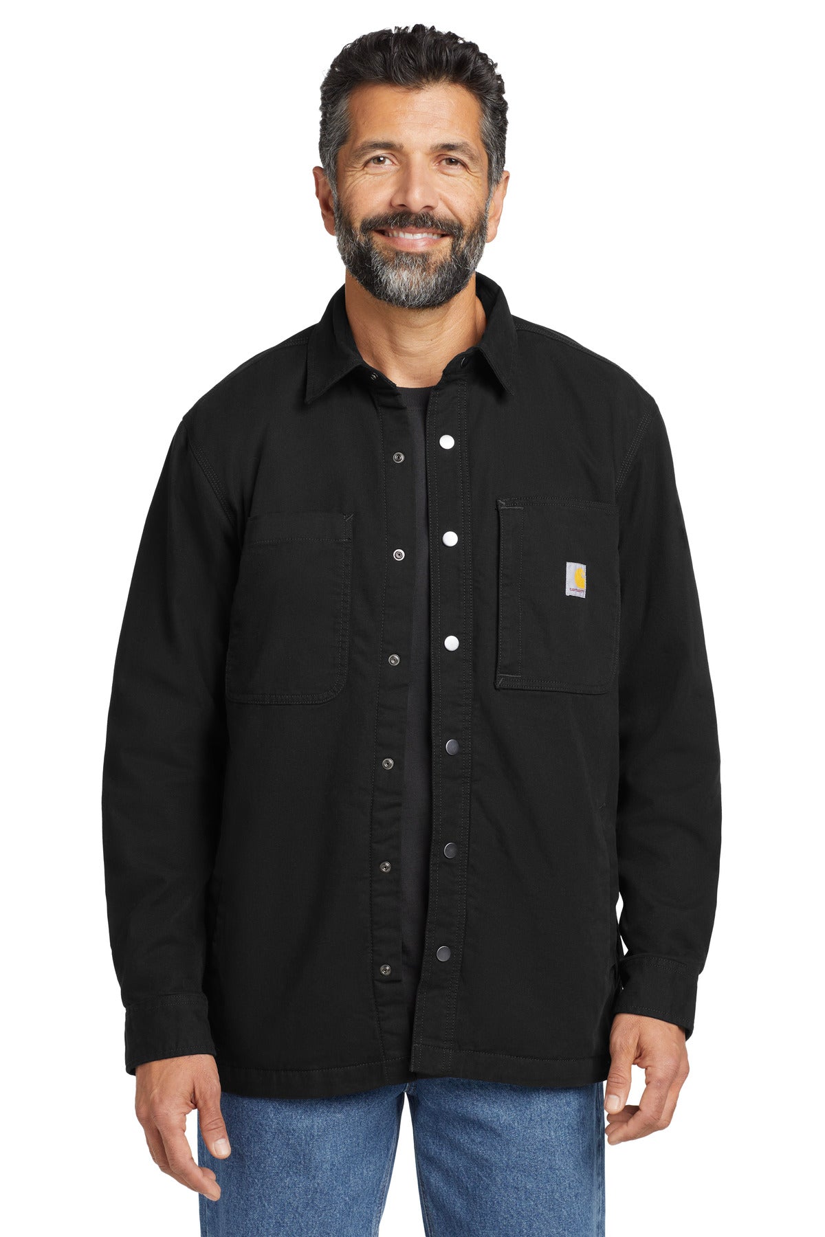 Carhartt Rugged Flex Fleece-Lined Shirt Jac CT105532 front model image.
