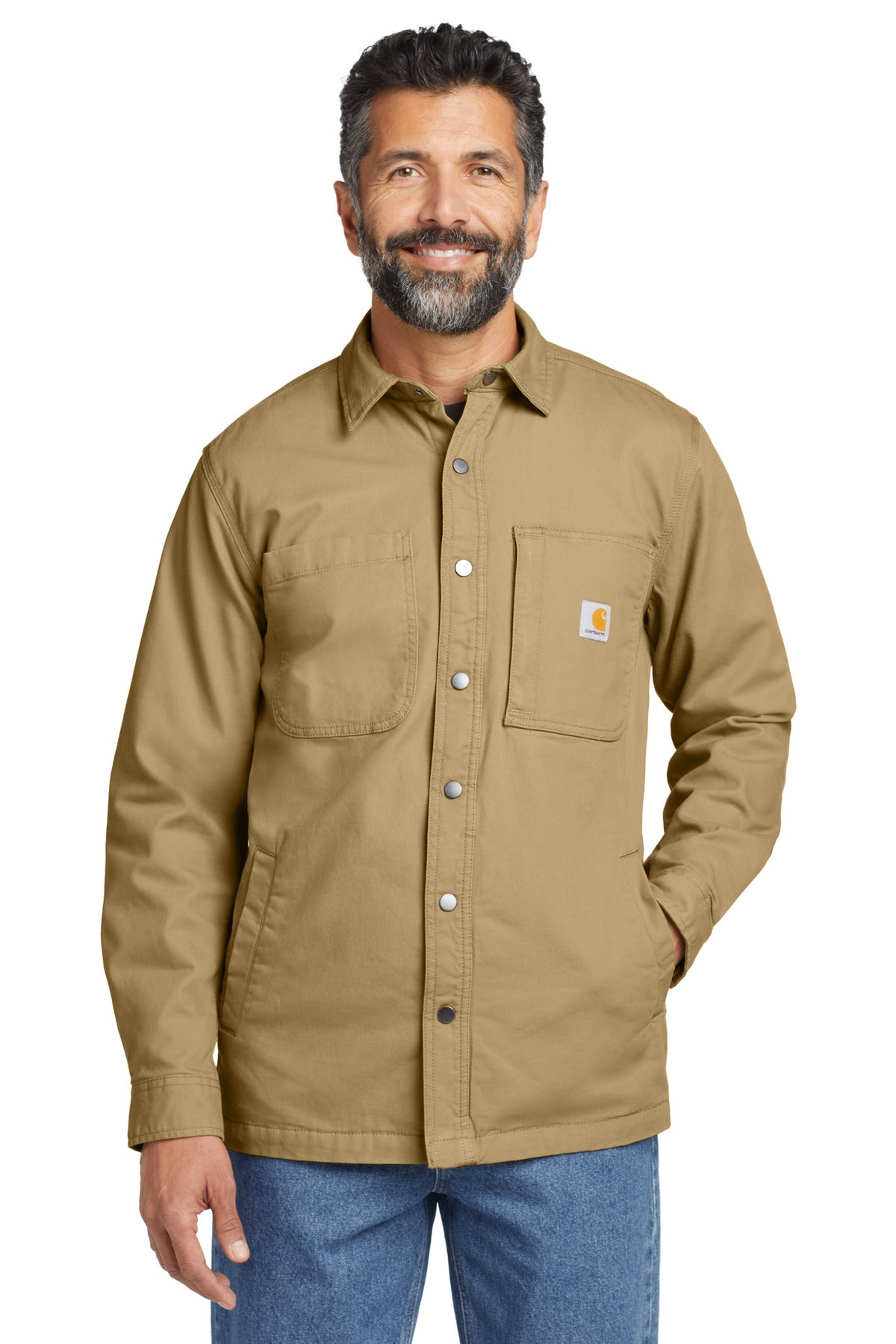 Carhartt Rugged Flex Fleece-Lined Shirt Jac CT105532 front model image.