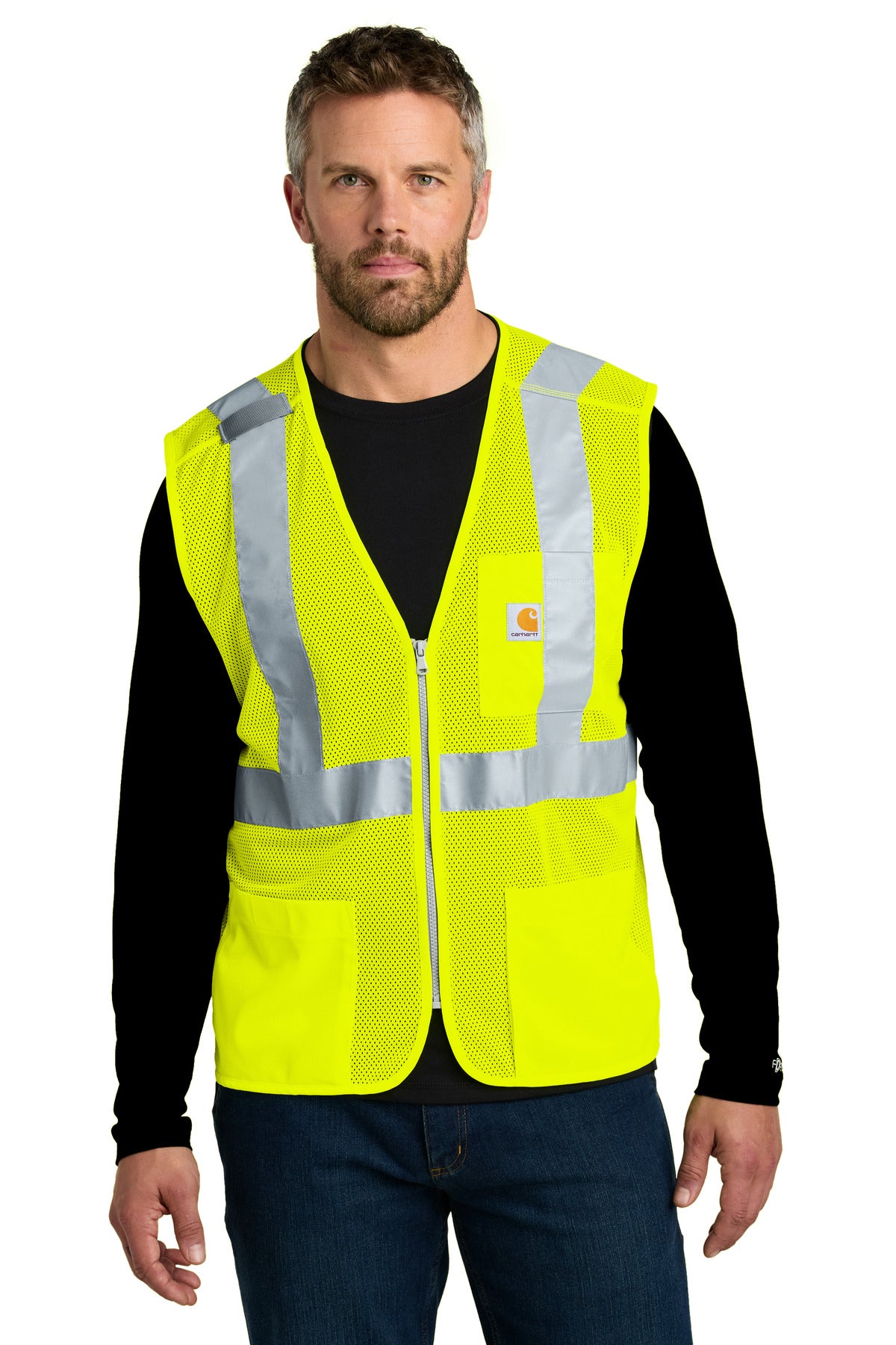 Carhartt ANSI Class 2 Mesh Zip-Front Vest CT106171 front model image.