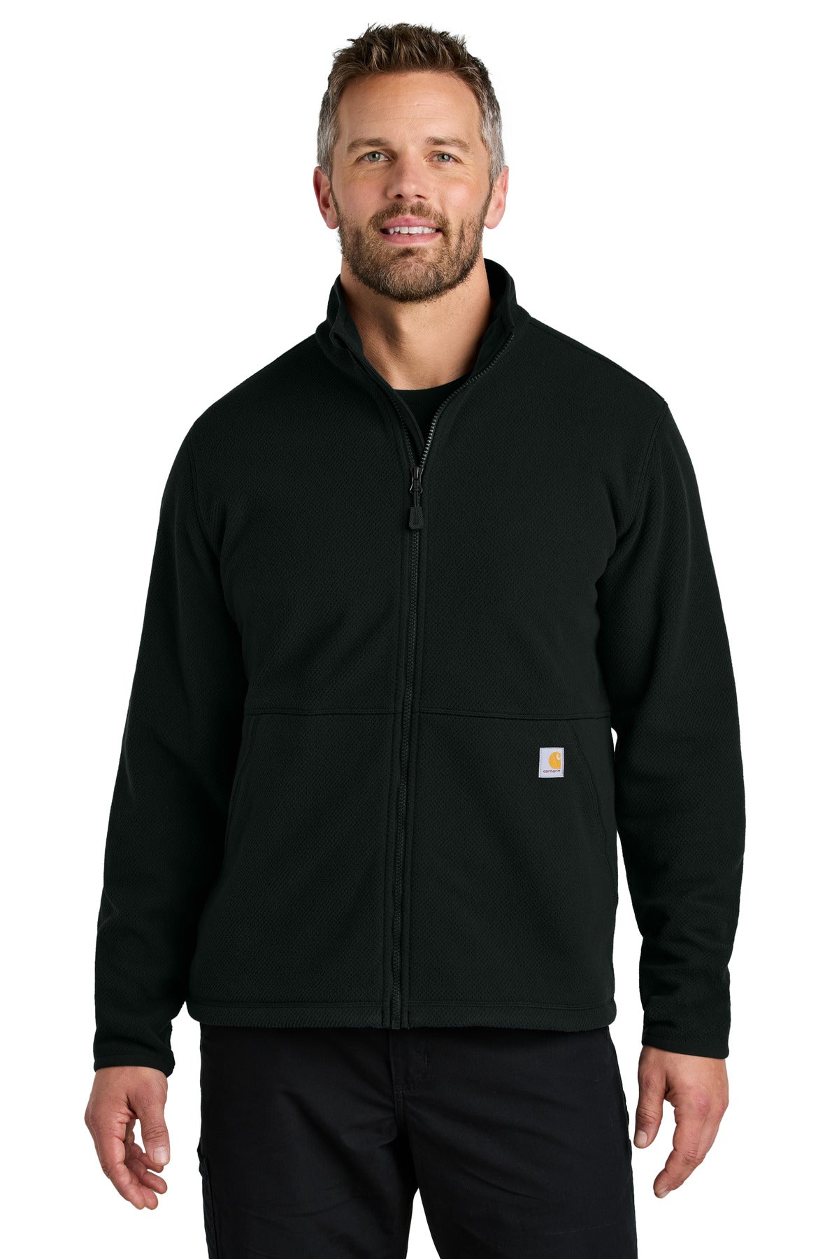 Carhartt Textured Full-Zip Fleece Jacket CT106416 front model image.