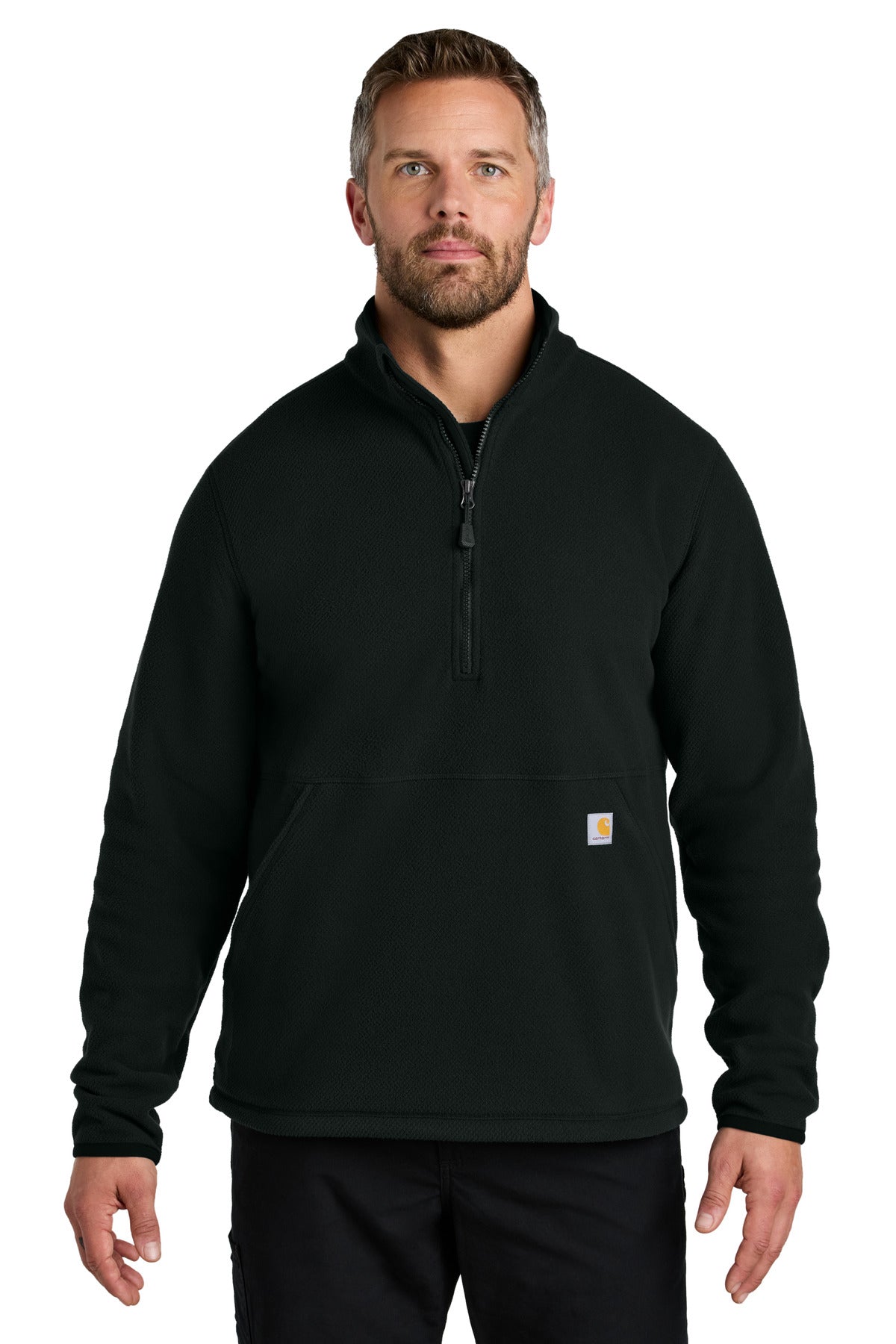Carhartt Textured 1/2-Zip Fleece Jacket CT106417 front model image.