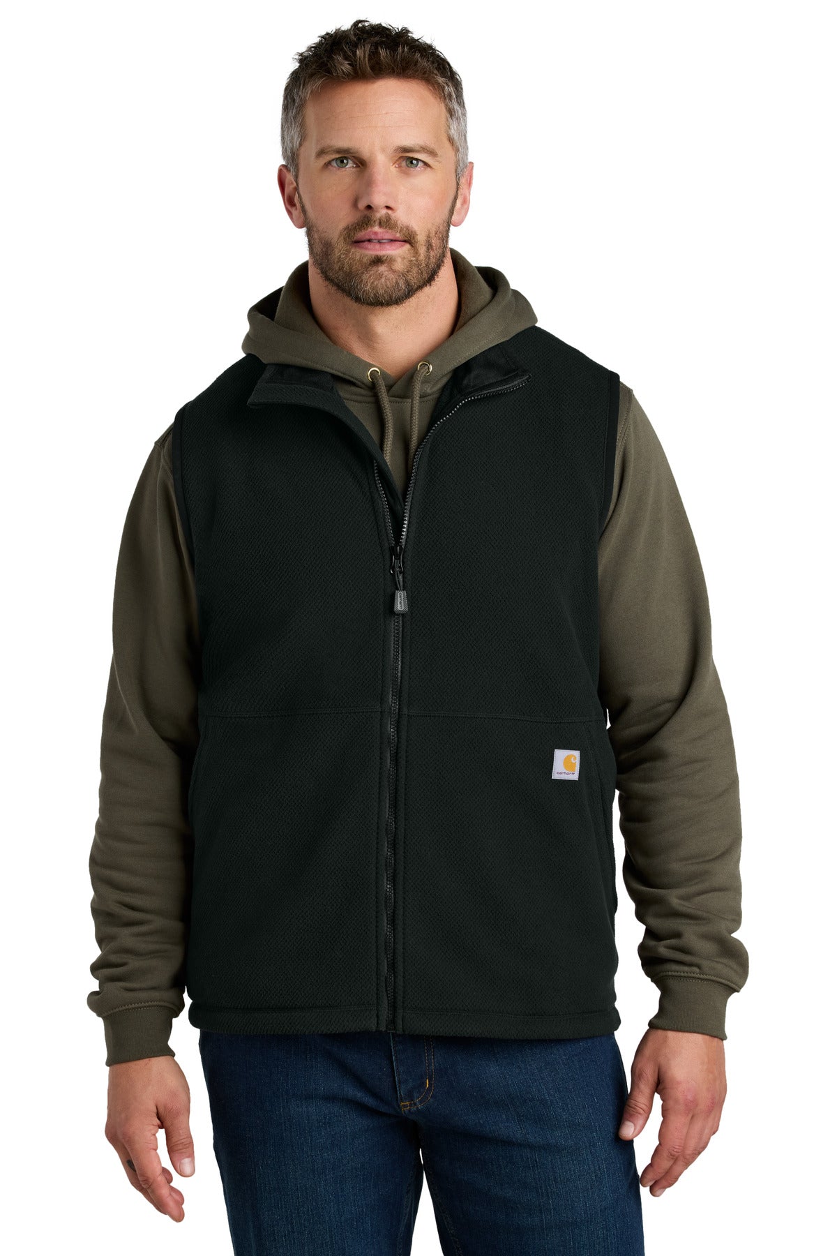 Carhartt Textured Fleece Vest CT106418 front model image.