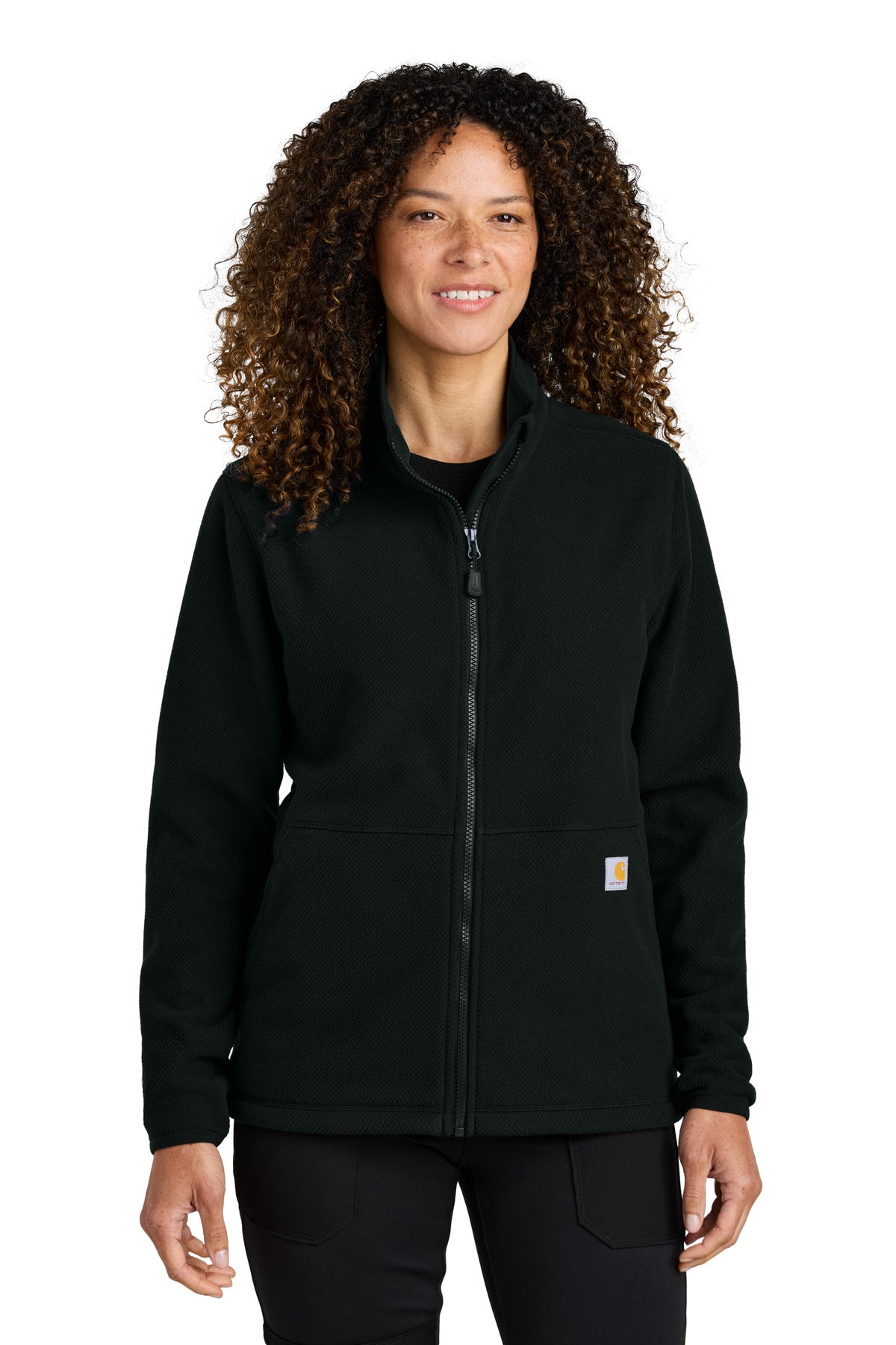 Carhartt Women's Textured Full-Zip Fleece Jacket CT106419 front model image.