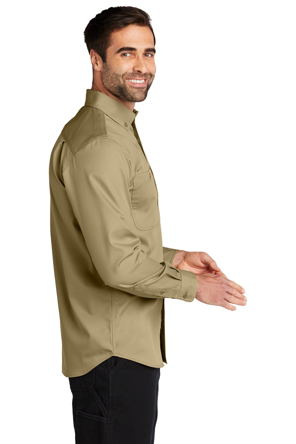 Carhartt Rugged Professional Series Long Sleeve Shirt CT106689 side model image.