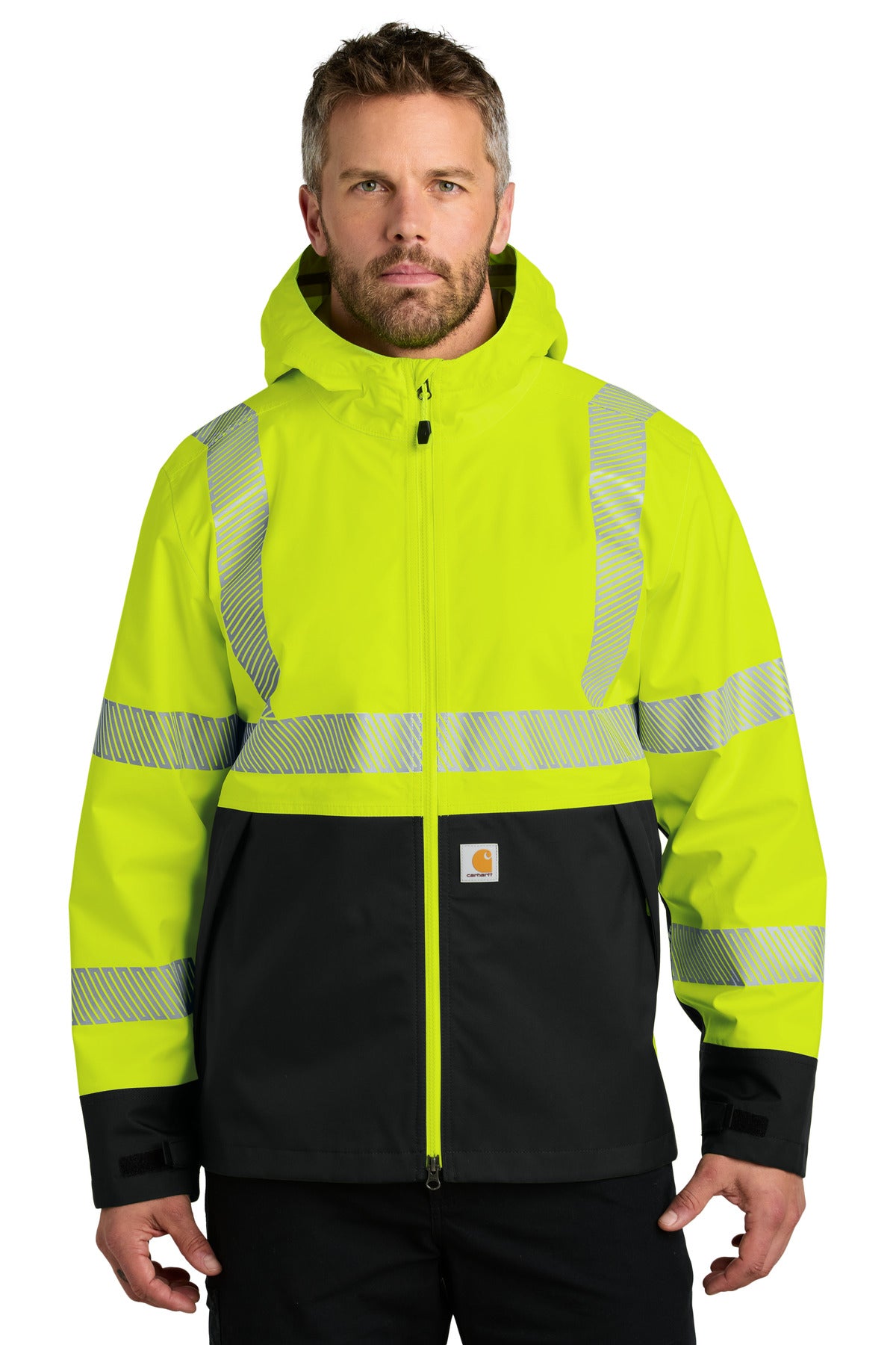 Carhartt ANSI 107 Class 3 Storm Defender Jacket CT106693 front model image.