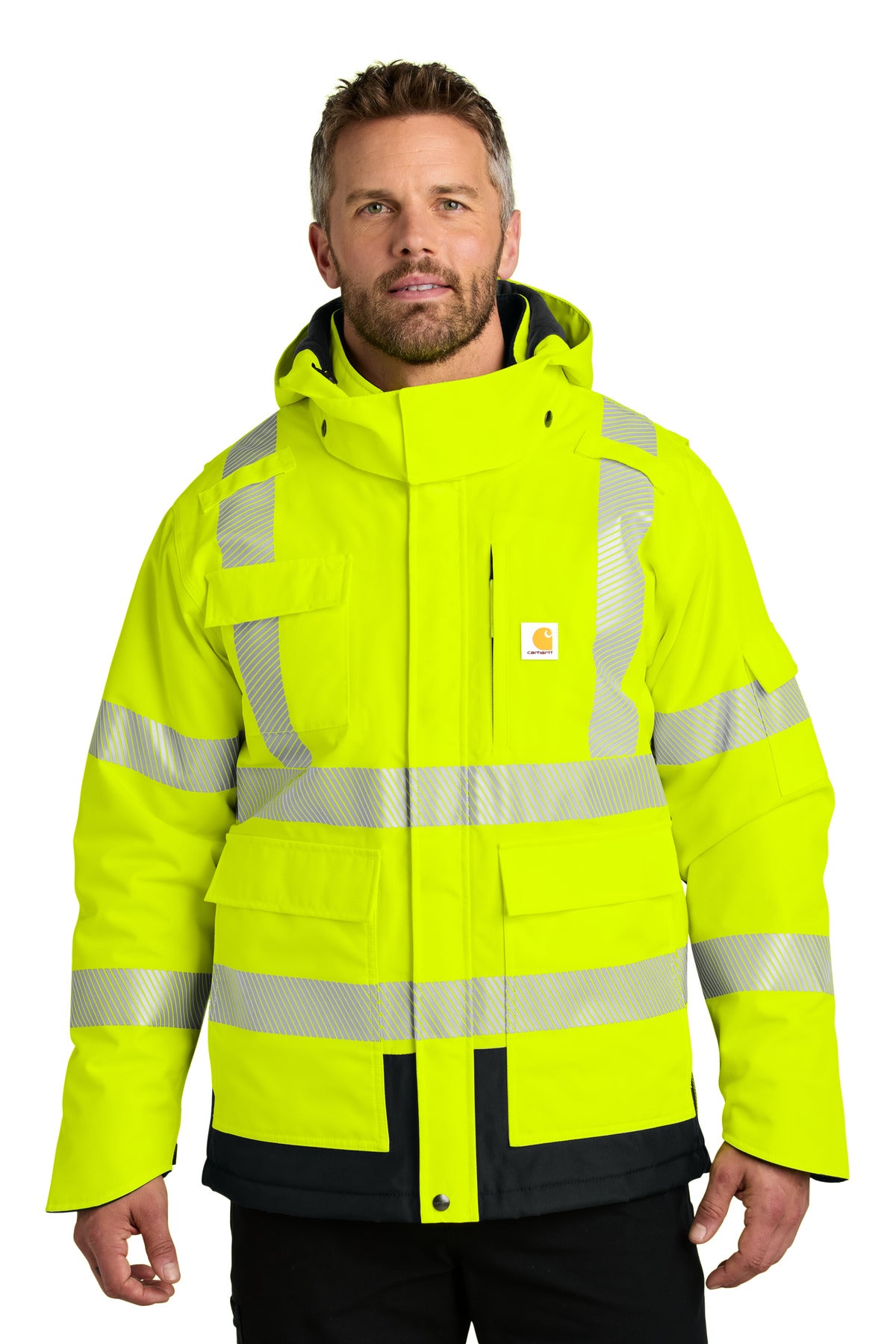 Carhartt ANSI 107 Class 3 Waterproof Heavyweight Insulated Jacket CT106694 front model image.