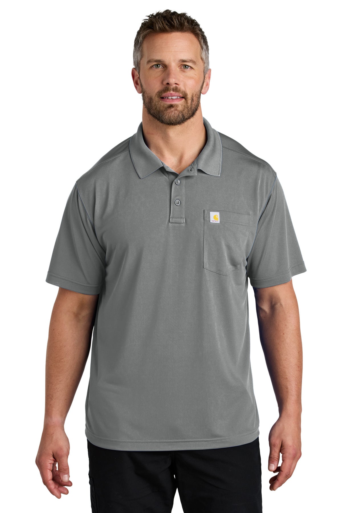 Carhartt Force Snag-Resistant Pocket Polo CT106880 front model image.