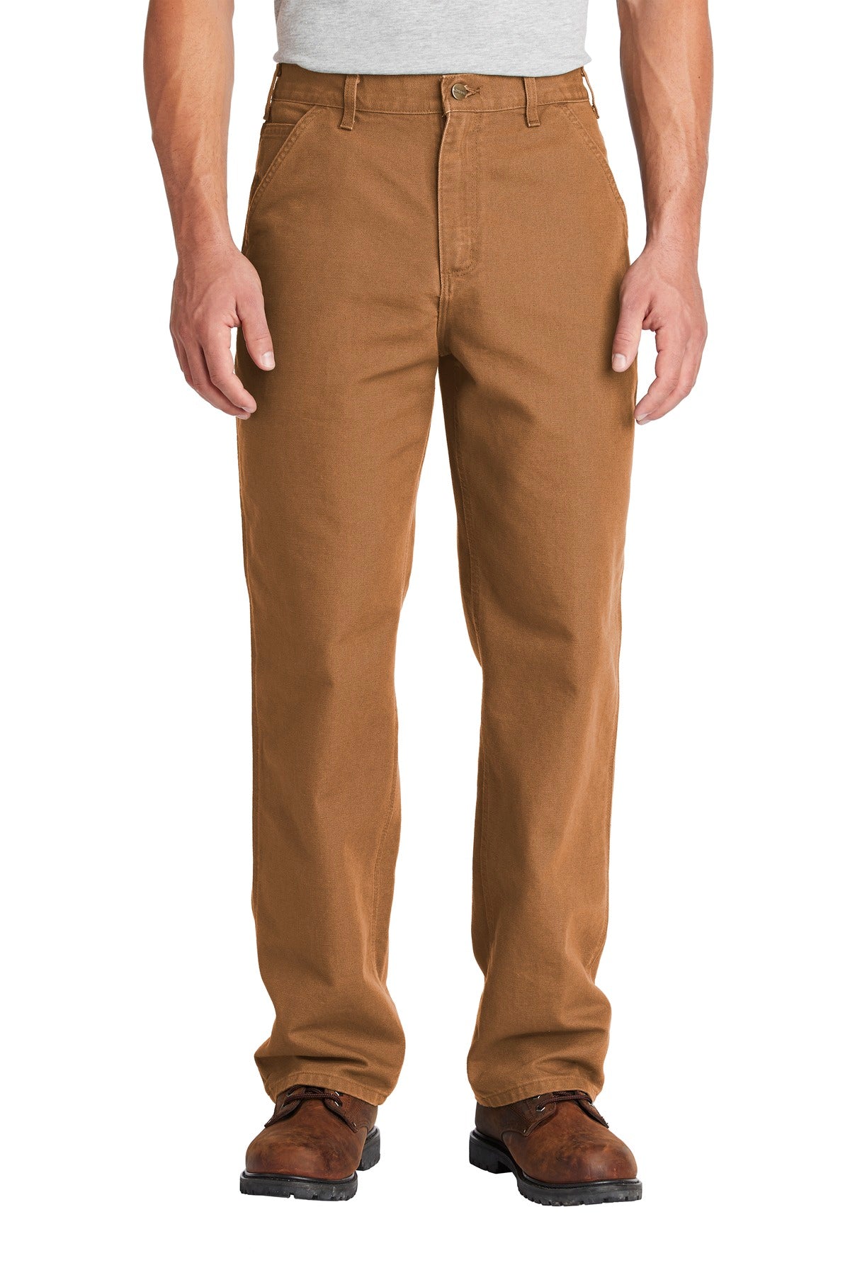 Carhartt  Washed-Duck Work Dungaree CTB11 front model image.