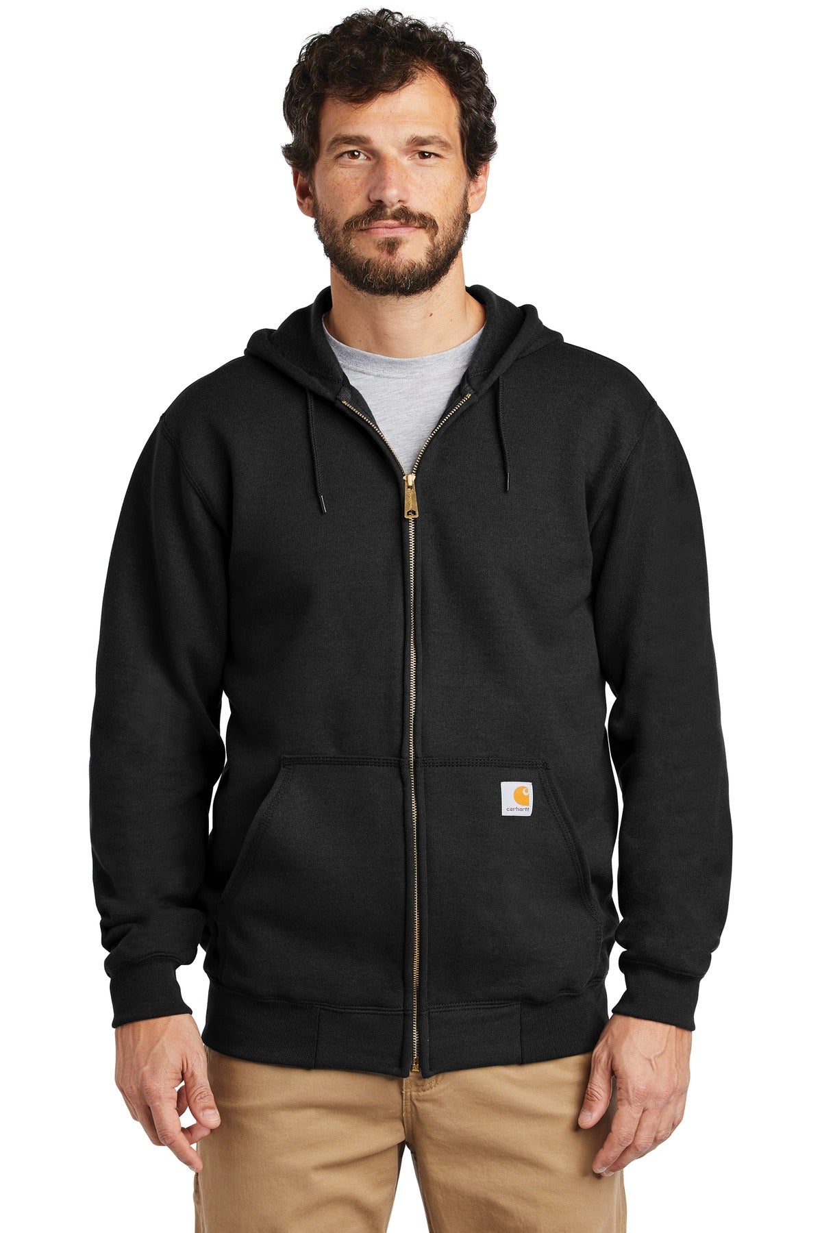 Carhartt  Midweight Hooded Zip-Front Sweatshirt CTK122 front model image.