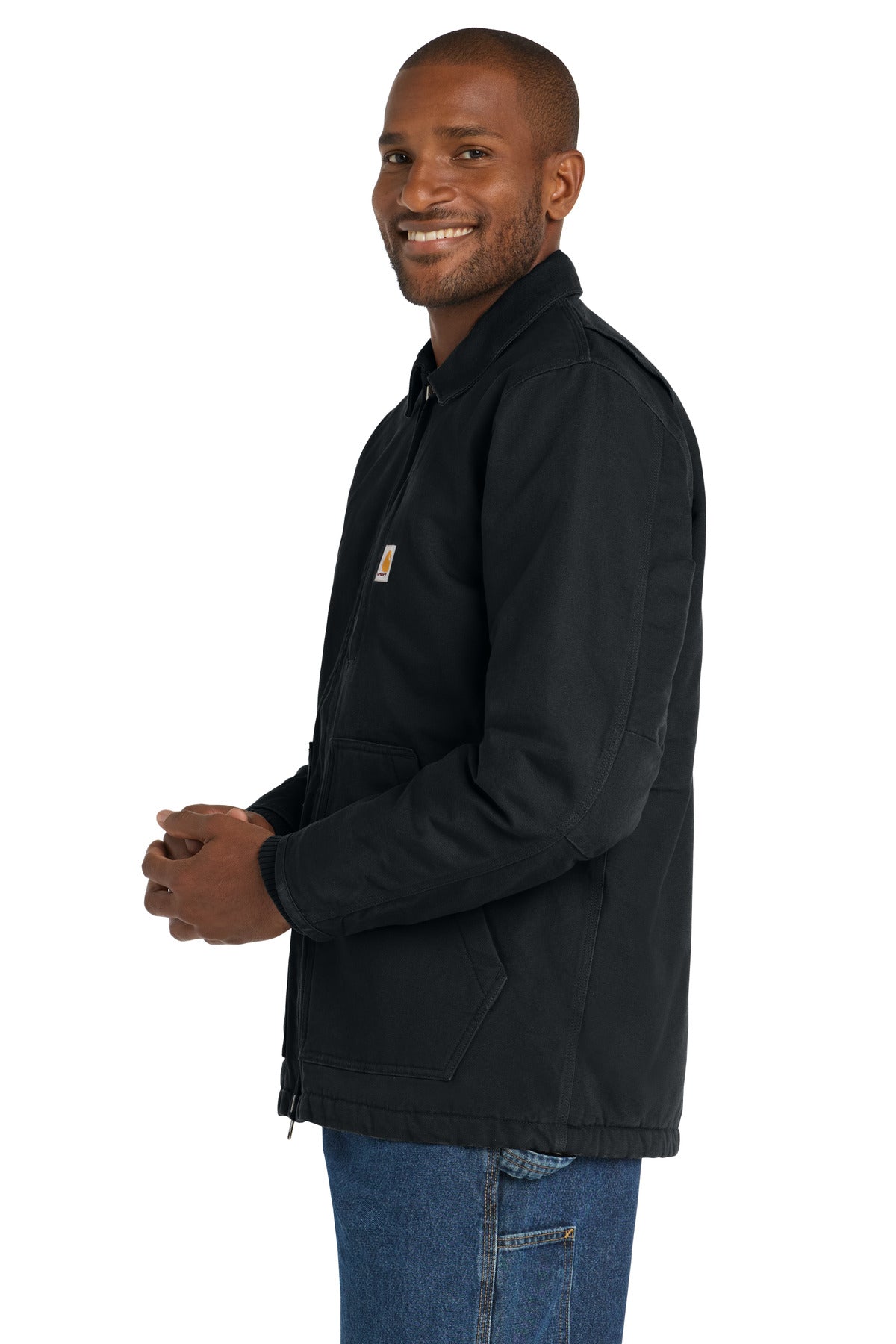 Carhartt Tall Sherpa-Lined Coat CTT104293 side model image.