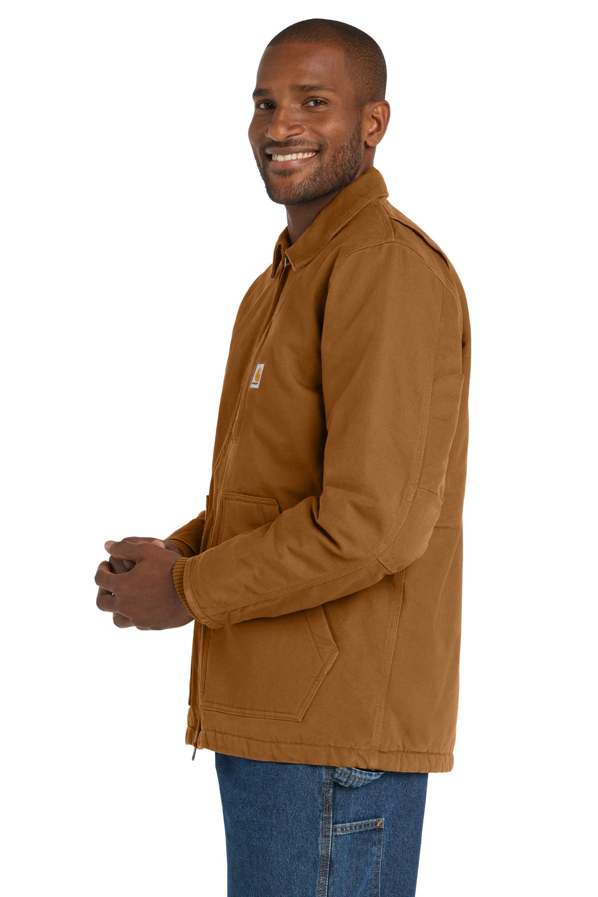 Carhartt Tall Sherpa-Lined Coat CTT104293 side model image.