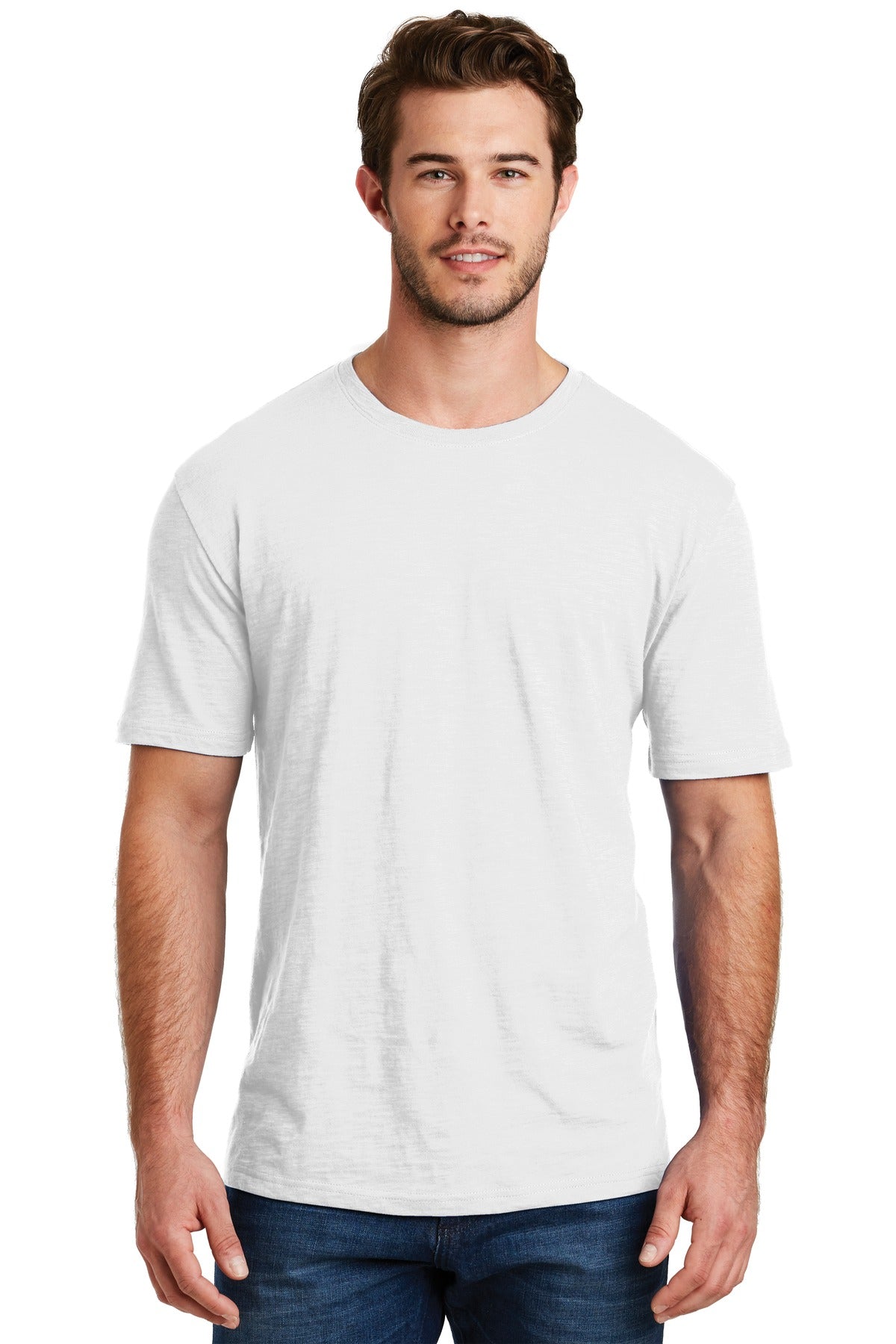 District Perfect Blend CVC Tee DM108 front model image.