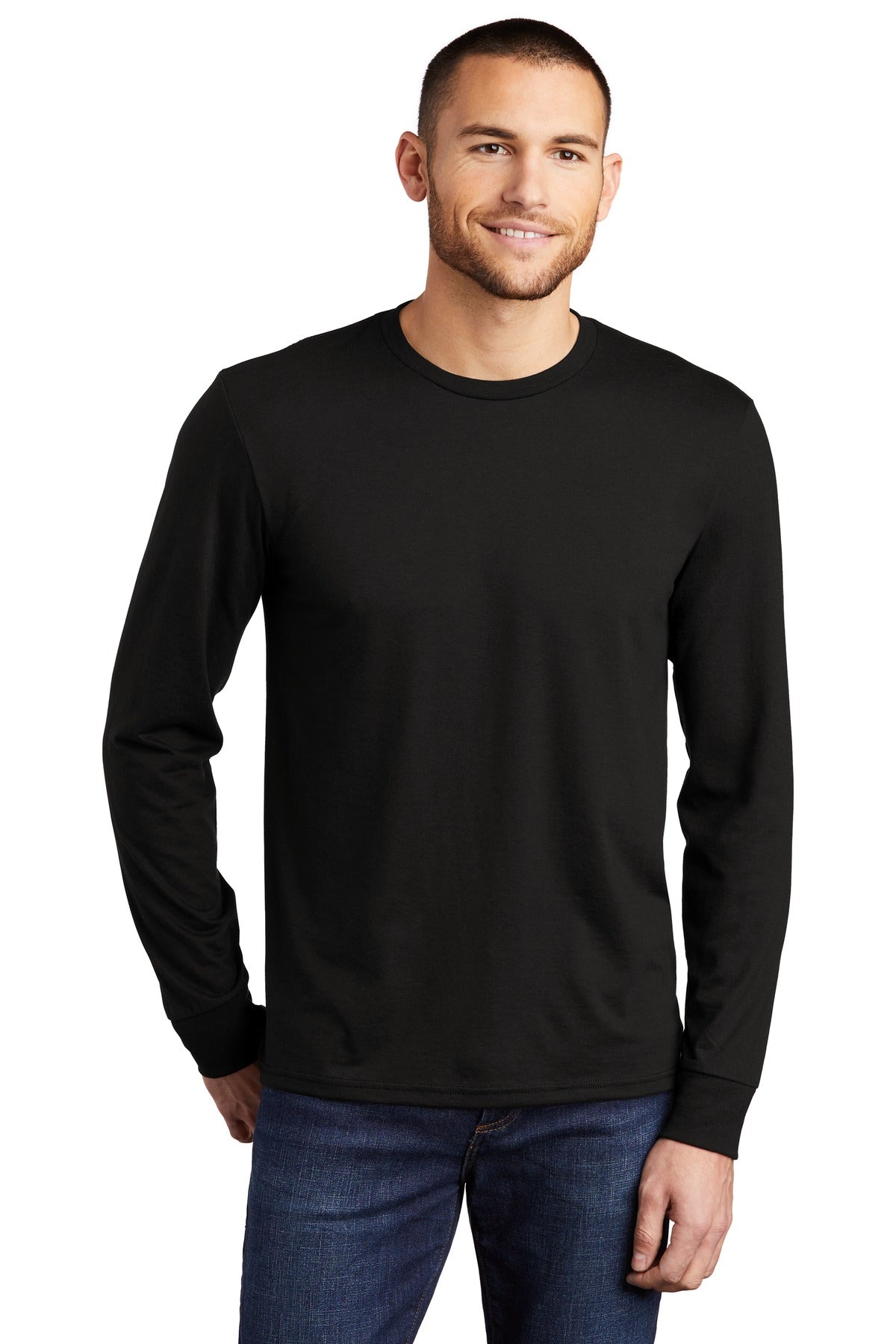District Perfect Tri Long Sleeve Tee  DM132 front model image.