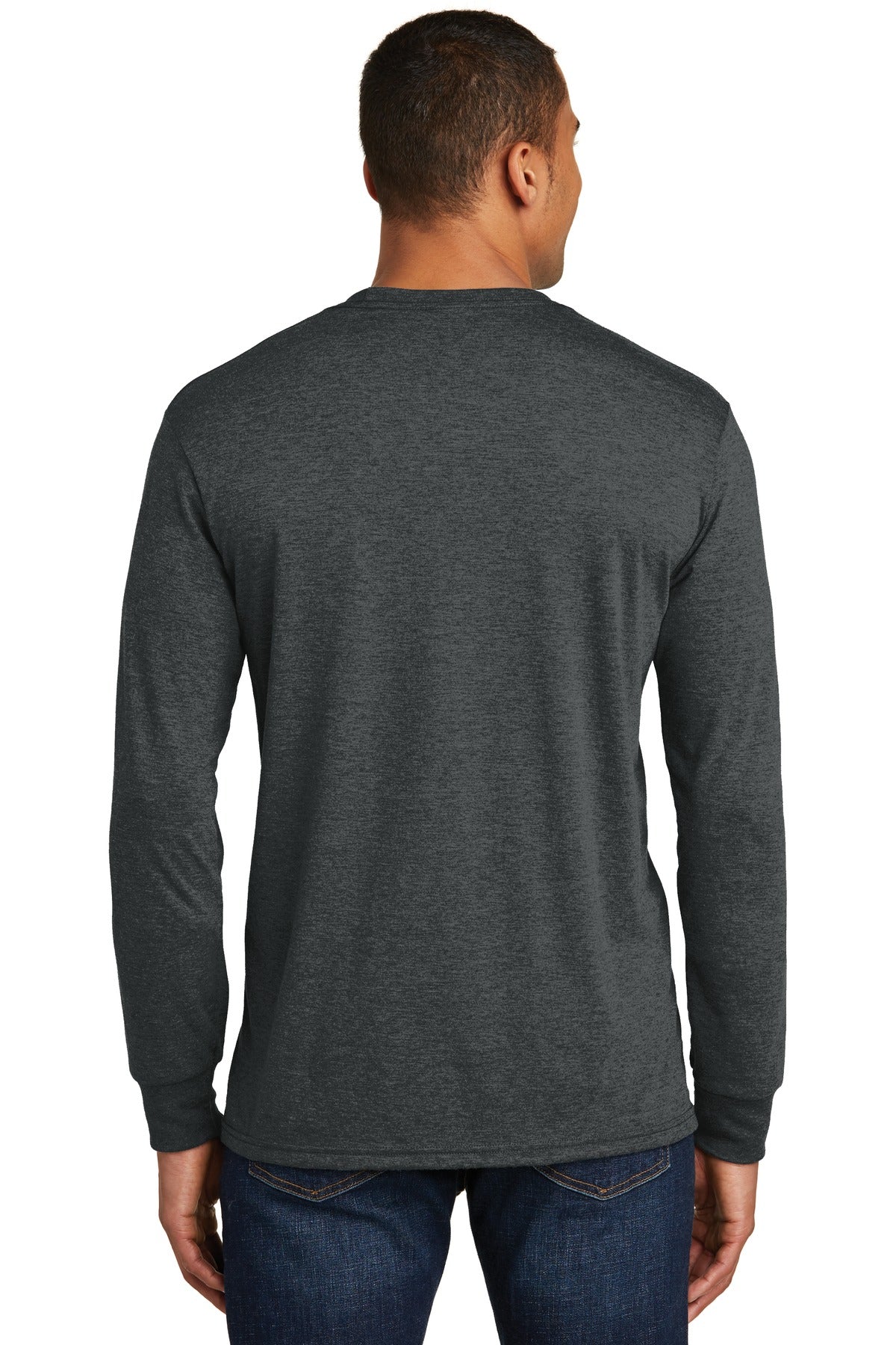 District Perfect Tri Long Sleeve Tee  DM132 back model image.