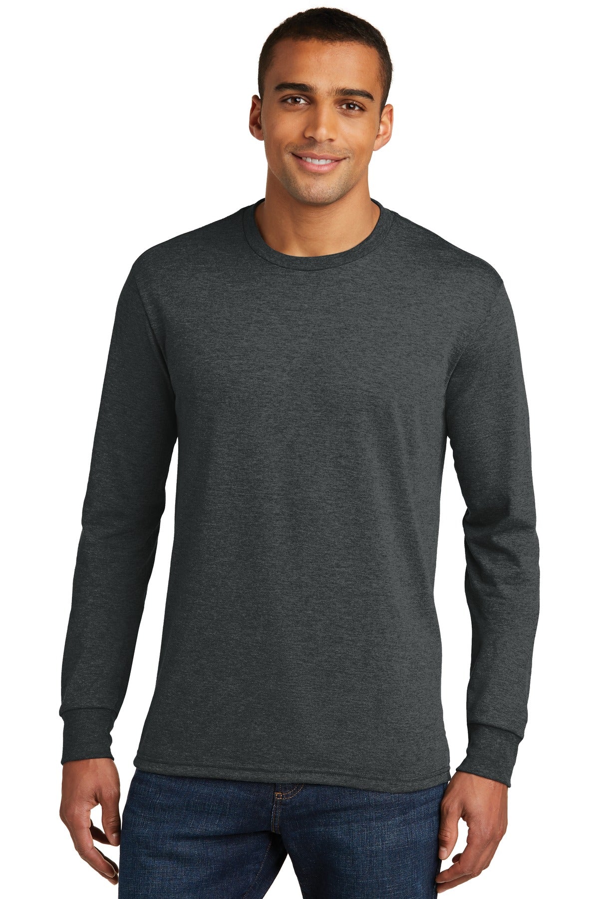 District Perfect Tri Long Sleeve Tee  DM132 front model image.