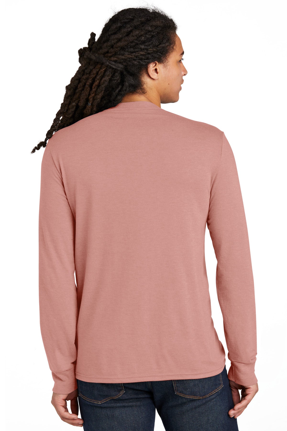 District Perfect Tri Long Sleeve Tee  DM132 back model image.