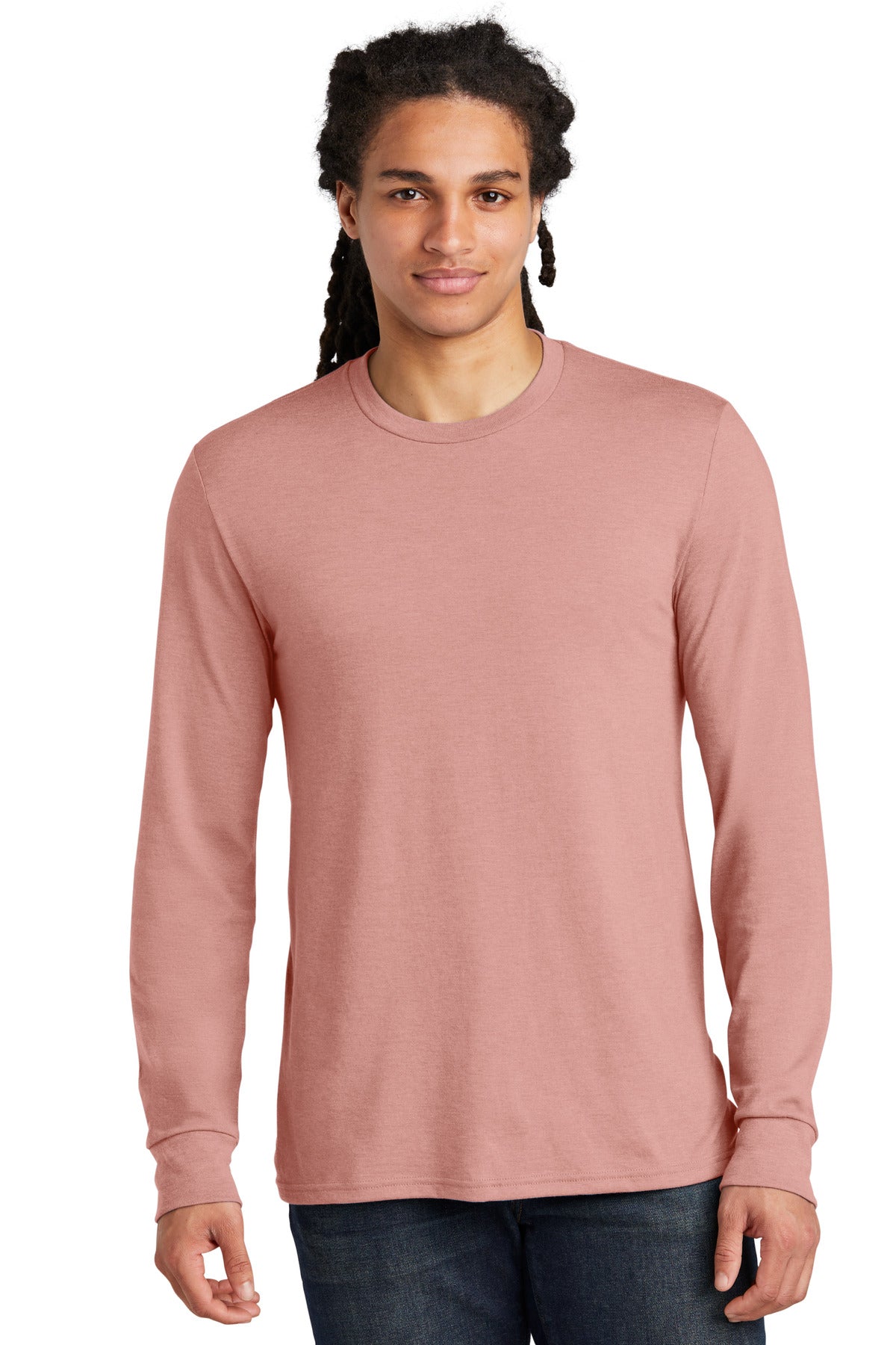 District Perfect Tri Long Sleeve Tee  DM132 front model image.