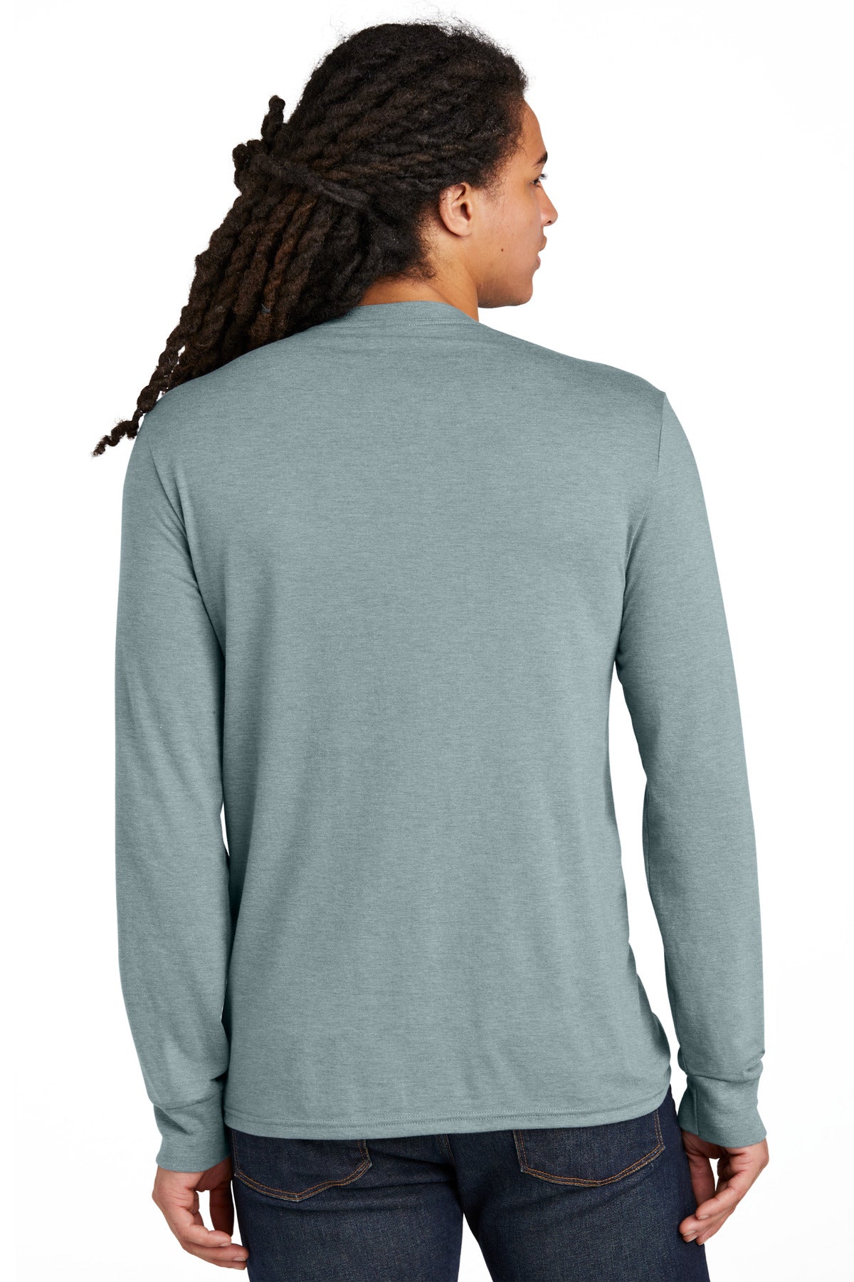 District Perfect Tri Long Sleeve Tee  DM132 back model image.