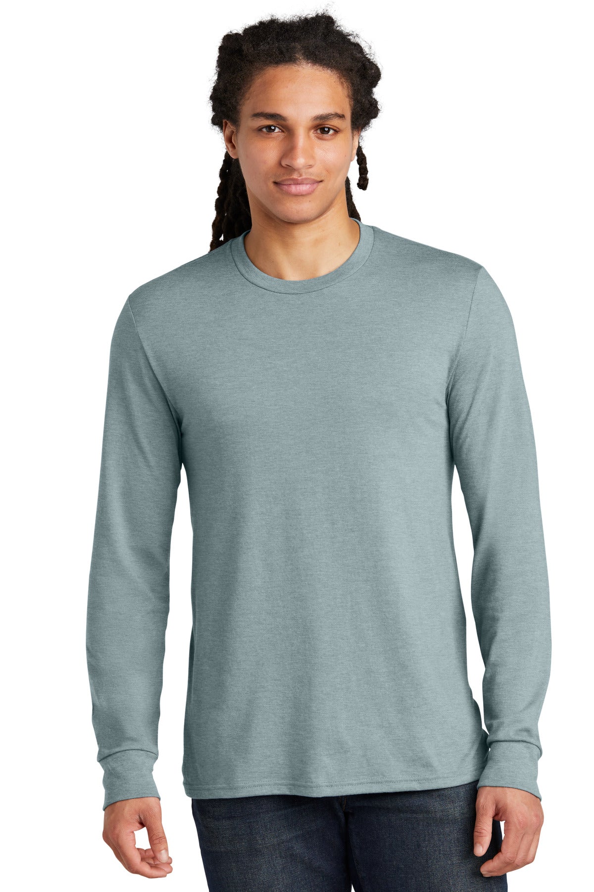 District Perfect Tri Long Sleeve Tee  DM132 front model image.