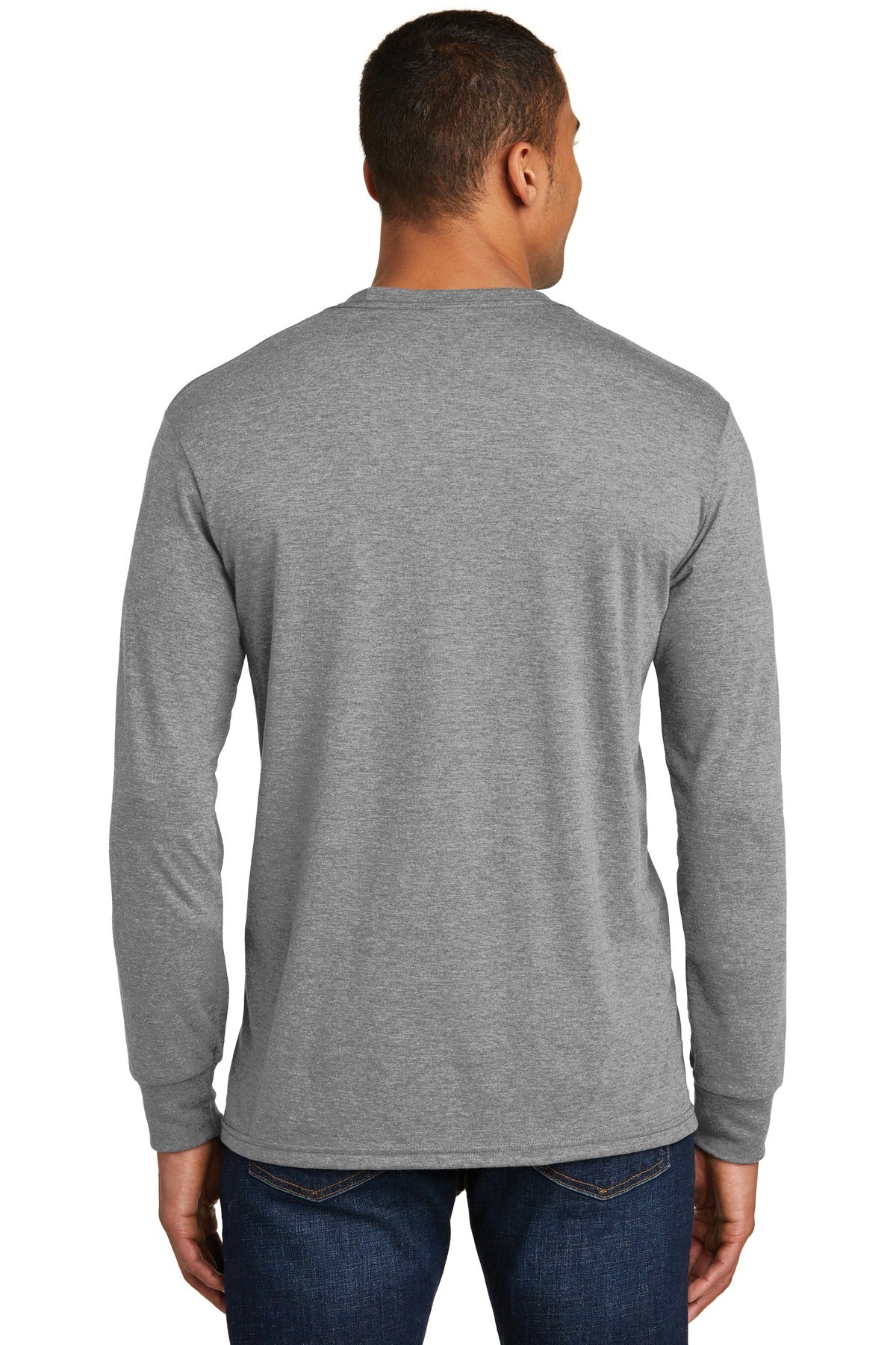 District Perfect Tri Long Sleeve Tee  DM132 back model image.