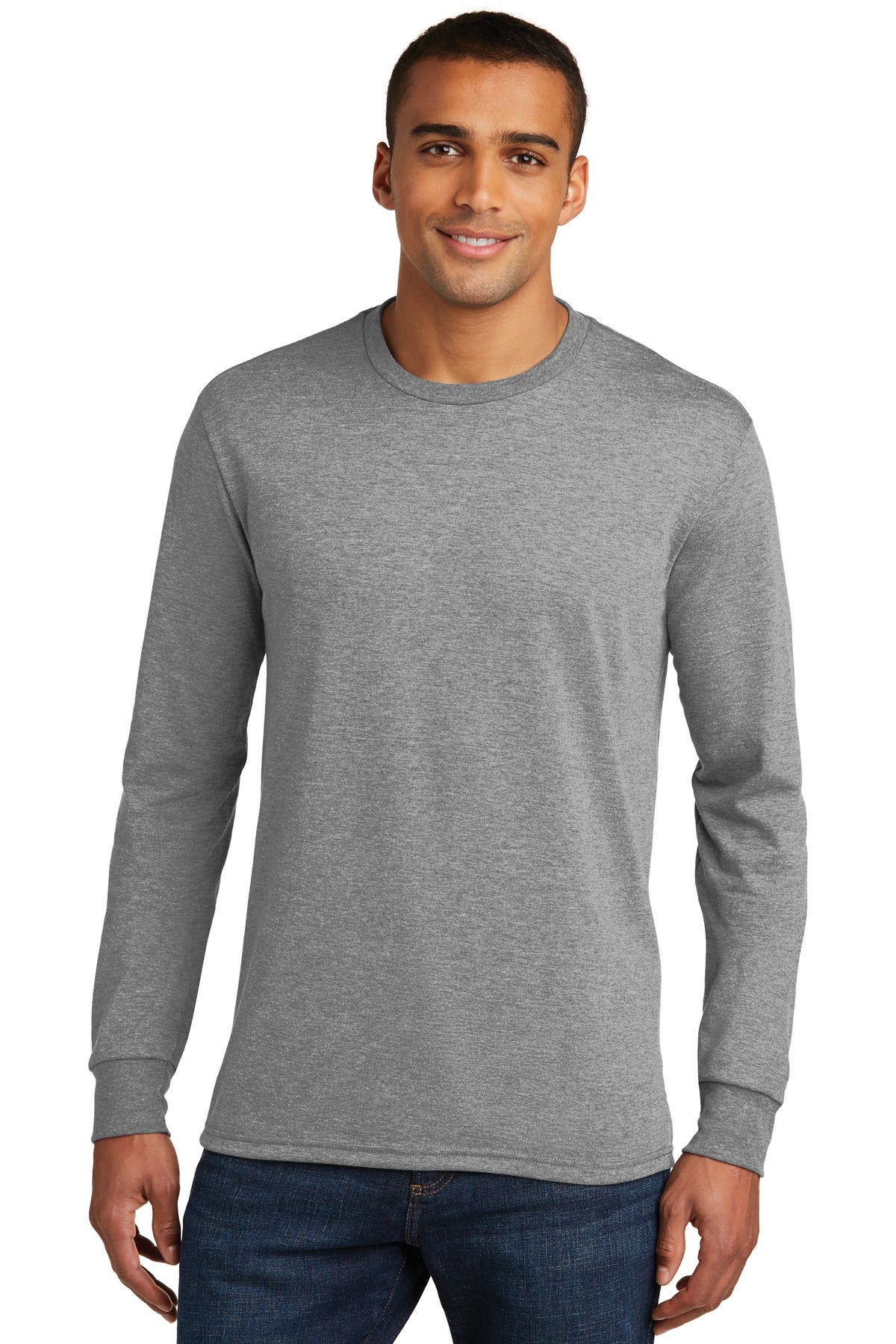 District Perfect Tri Long Sleeve Tee  DM132 front model image.