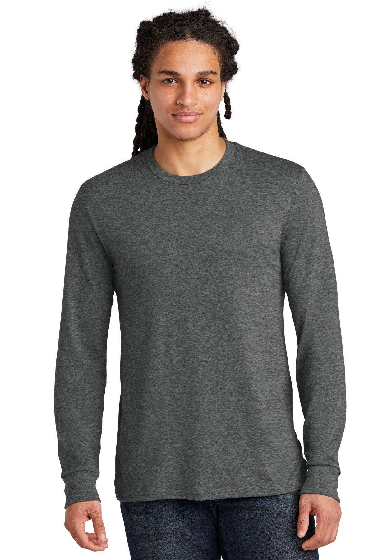 District Perfect Tri Long Sleeve Tee  DM132 front model image.