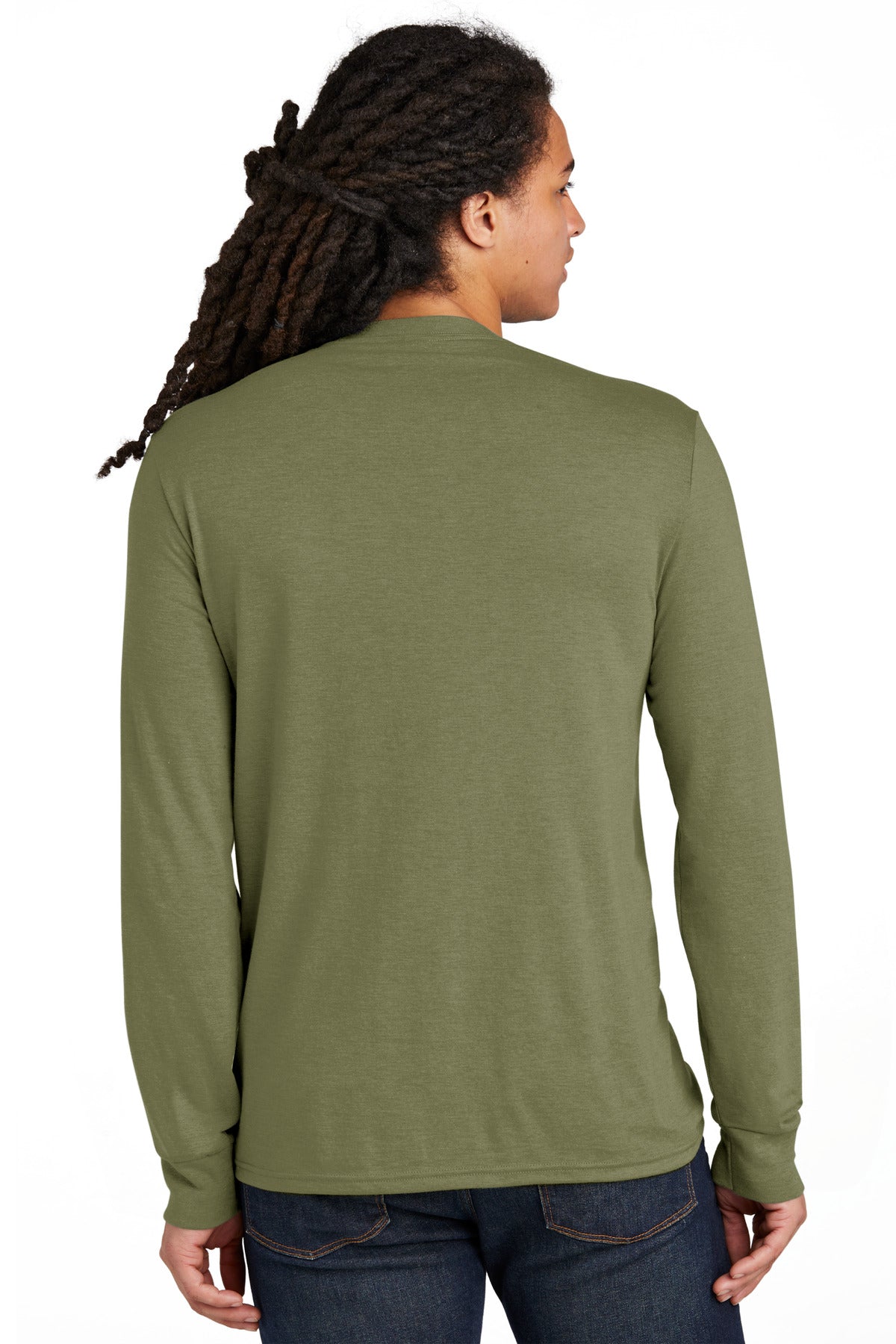 District Perfect Tri Long Sleeve Tee  DM132 back model image.