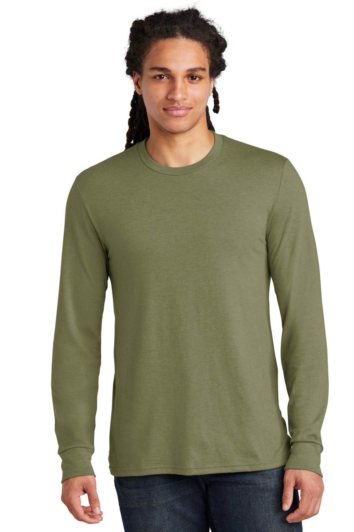 District Perfect Tri Long Sleeve Tee  DM132 front model image.