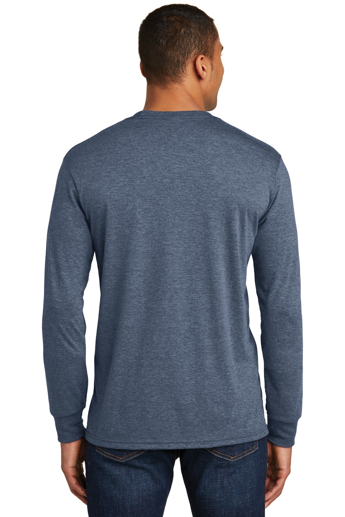 District Perfect Tri Long Sleeve Tee  DM132 back model image.