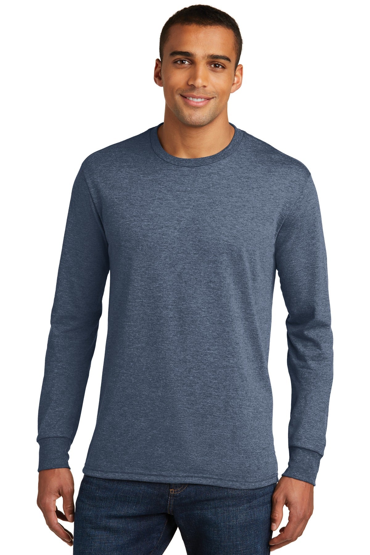 District Perfect Tri Long Sleeve Tee  DM132 front model image.