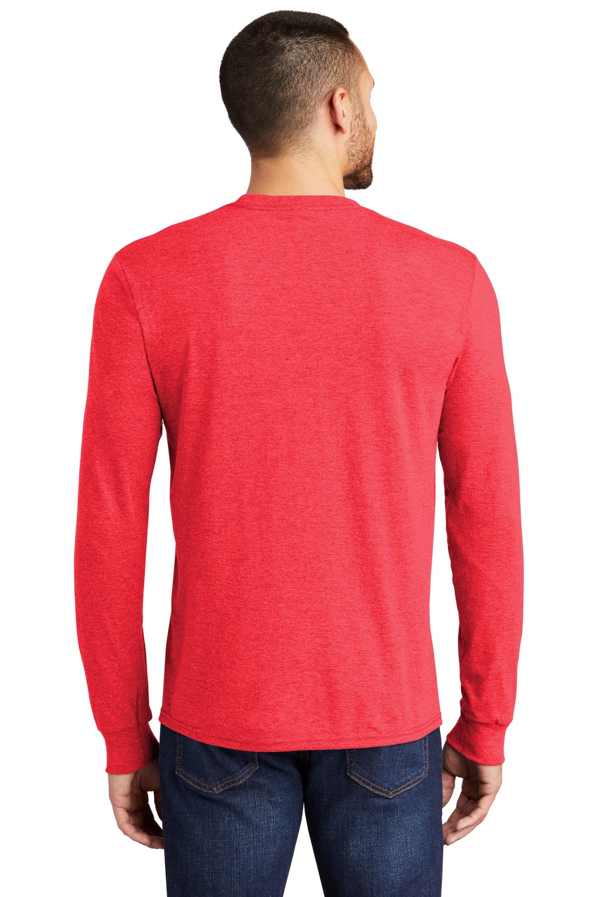 District Perfect Tri Long Sleeve Tee  DM132 back model image.