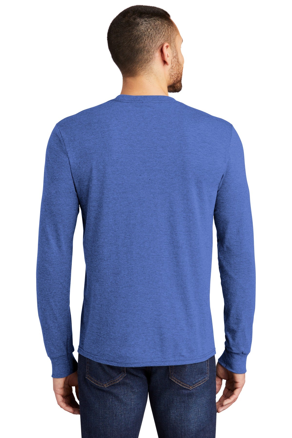 District Perfect Tri Long Sleeve Tee  DM132 back model image.